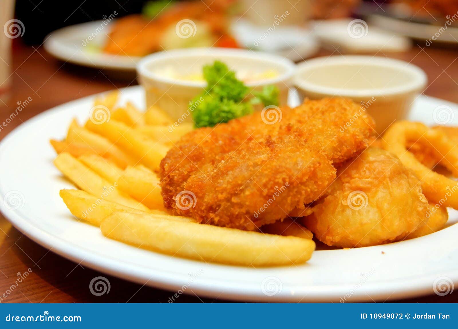 Chicken and Fish Cutlet Served in a Restaurant Stock Photo Image of