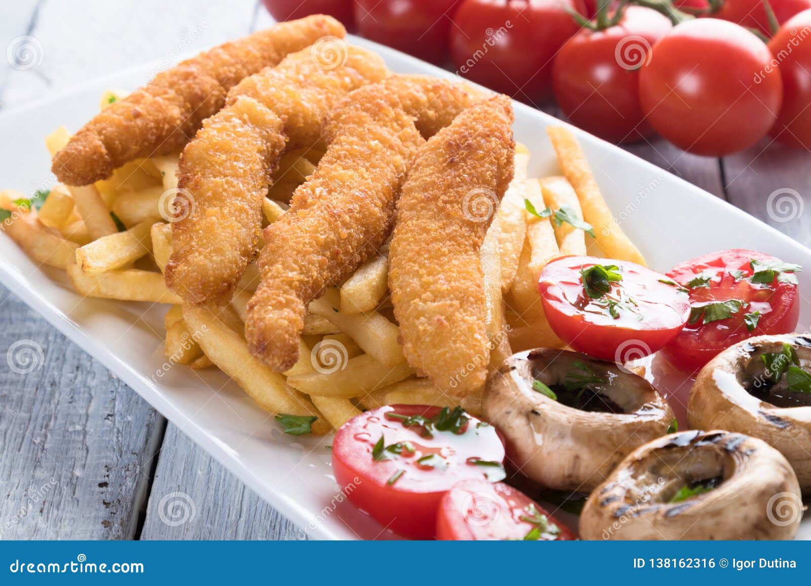 Chicken Frites with Potato Chips Stock Photo - Image of meal, breaded ...