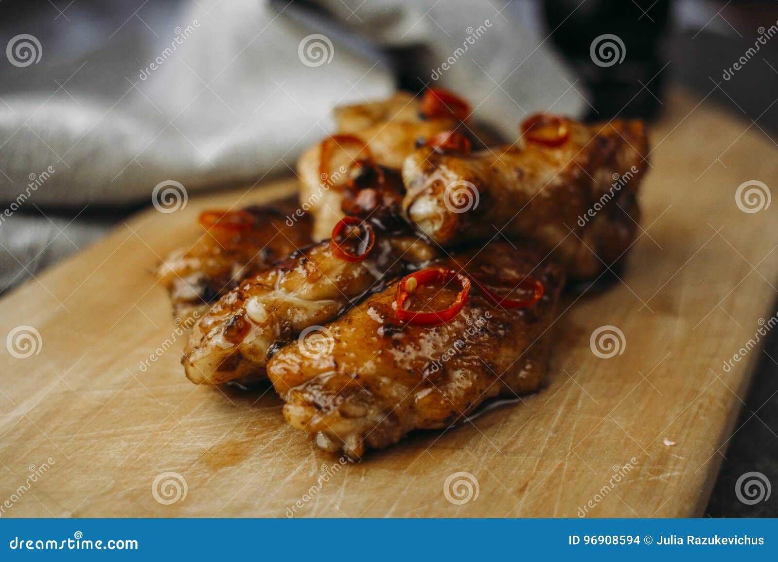 Chicken glazed with chili stock photo. Image of asian - 96908594