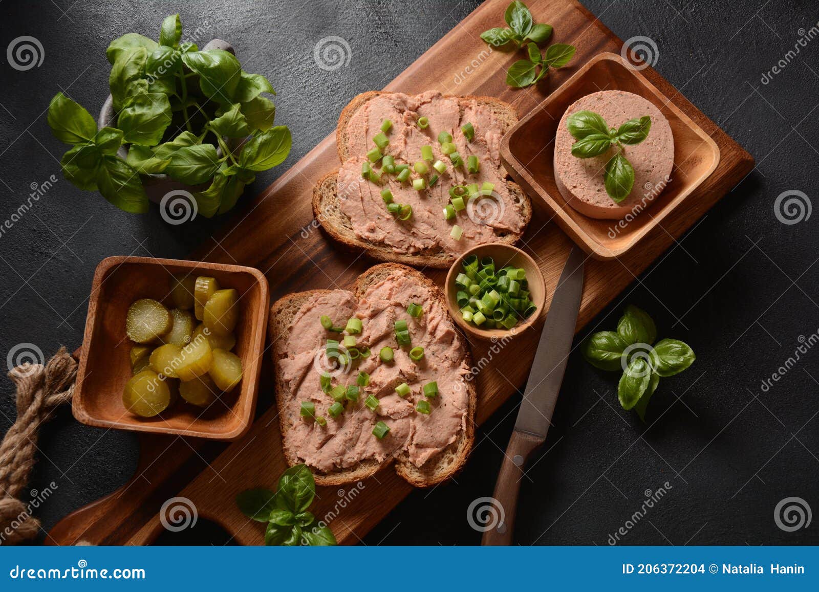 Chicken or Goose Liver Pate Sandwiches on a Plate Stock Photo - Image ...