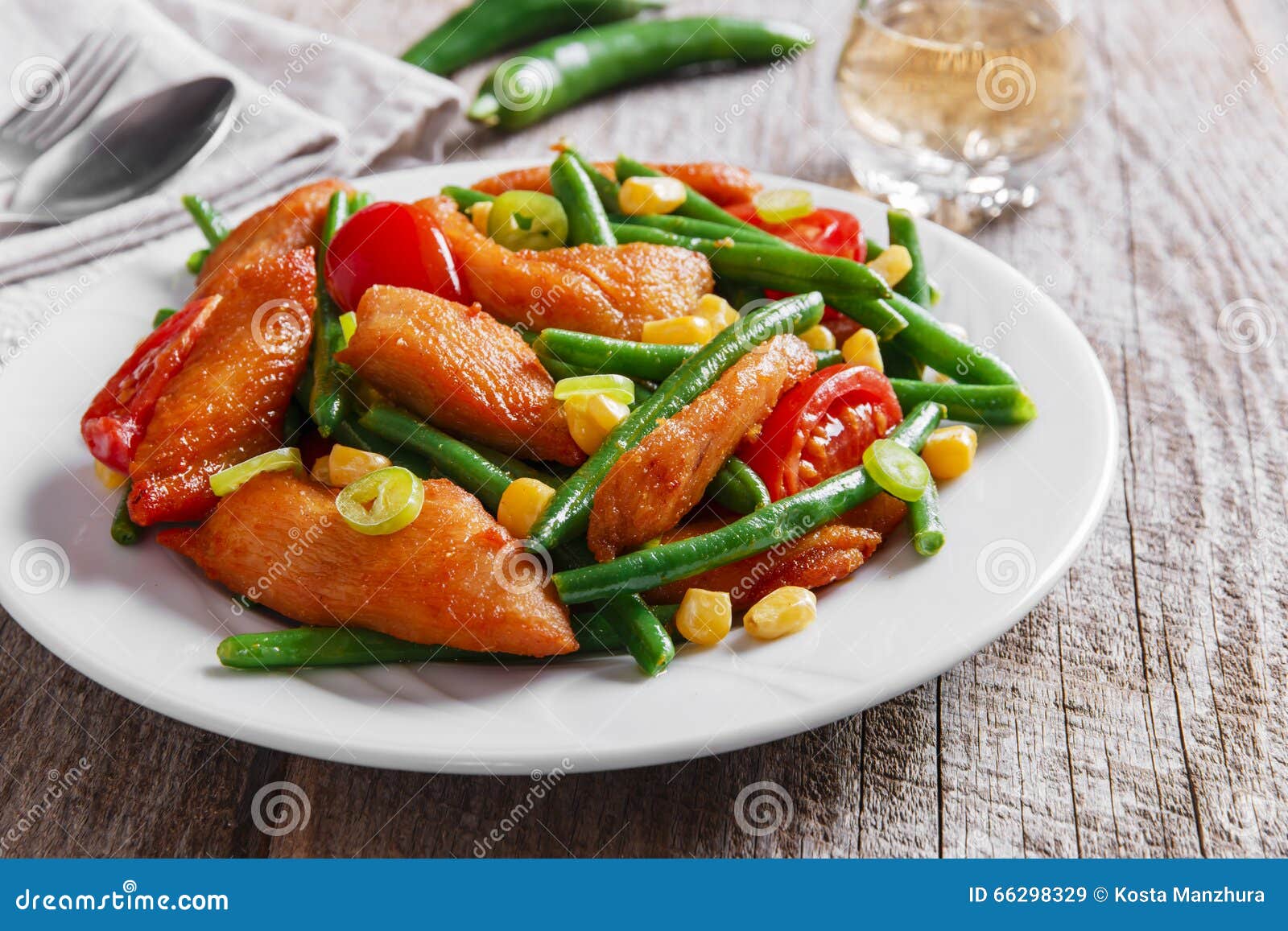Chicken with Green Beans and Tomato Stock Image Image of breast