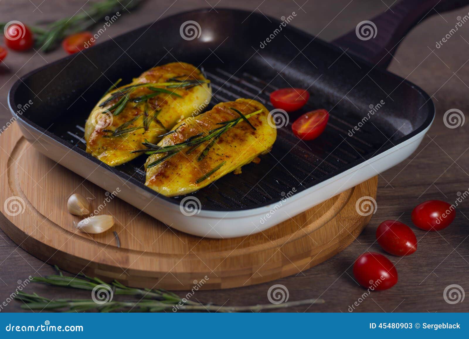 Chicken in a Grillpan with Tomato Stock Image Image of breast