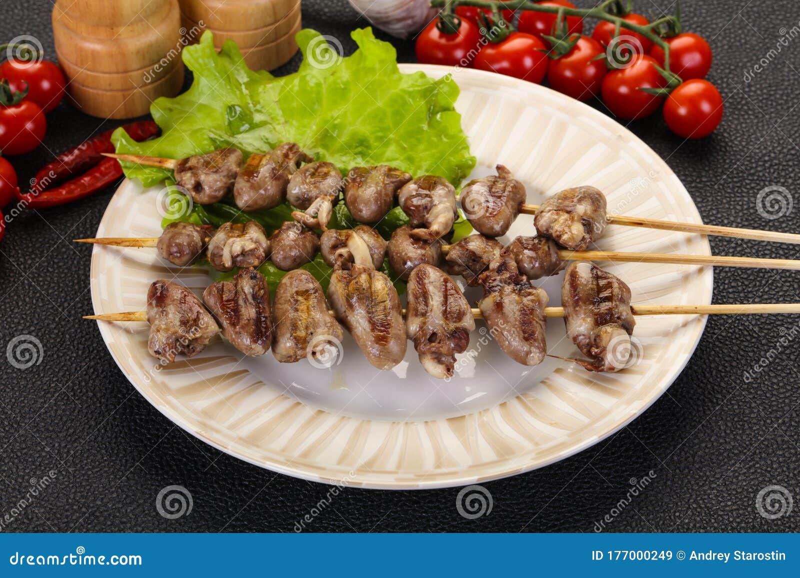 Chicken hearts skewer stock image. Image of hearts, gourmet 177000249