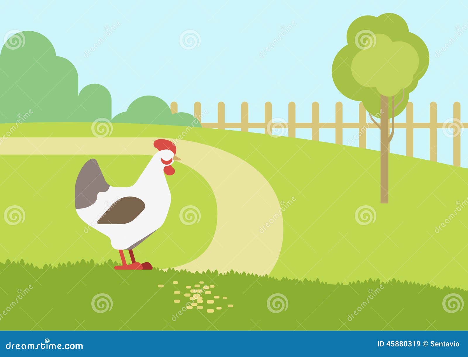 Chicken Hen Farm Habitat Flat Cartoon Vector Farm Animals 