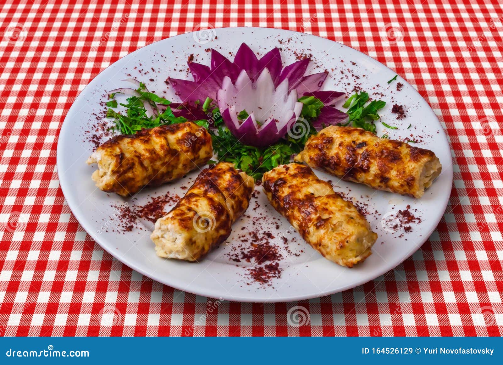 Chicken Kebab with Onion Adn Green Vegetables Stock Image Image of