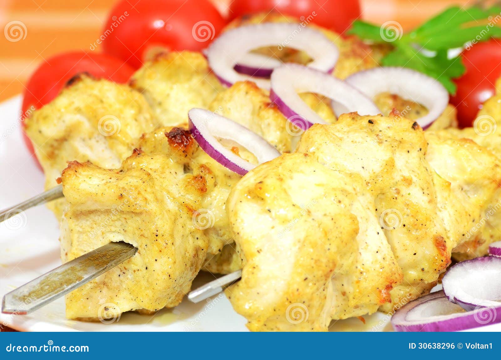 Chicken Kebab with Vegetables Stock Photo Image of piece, meat 30638296
