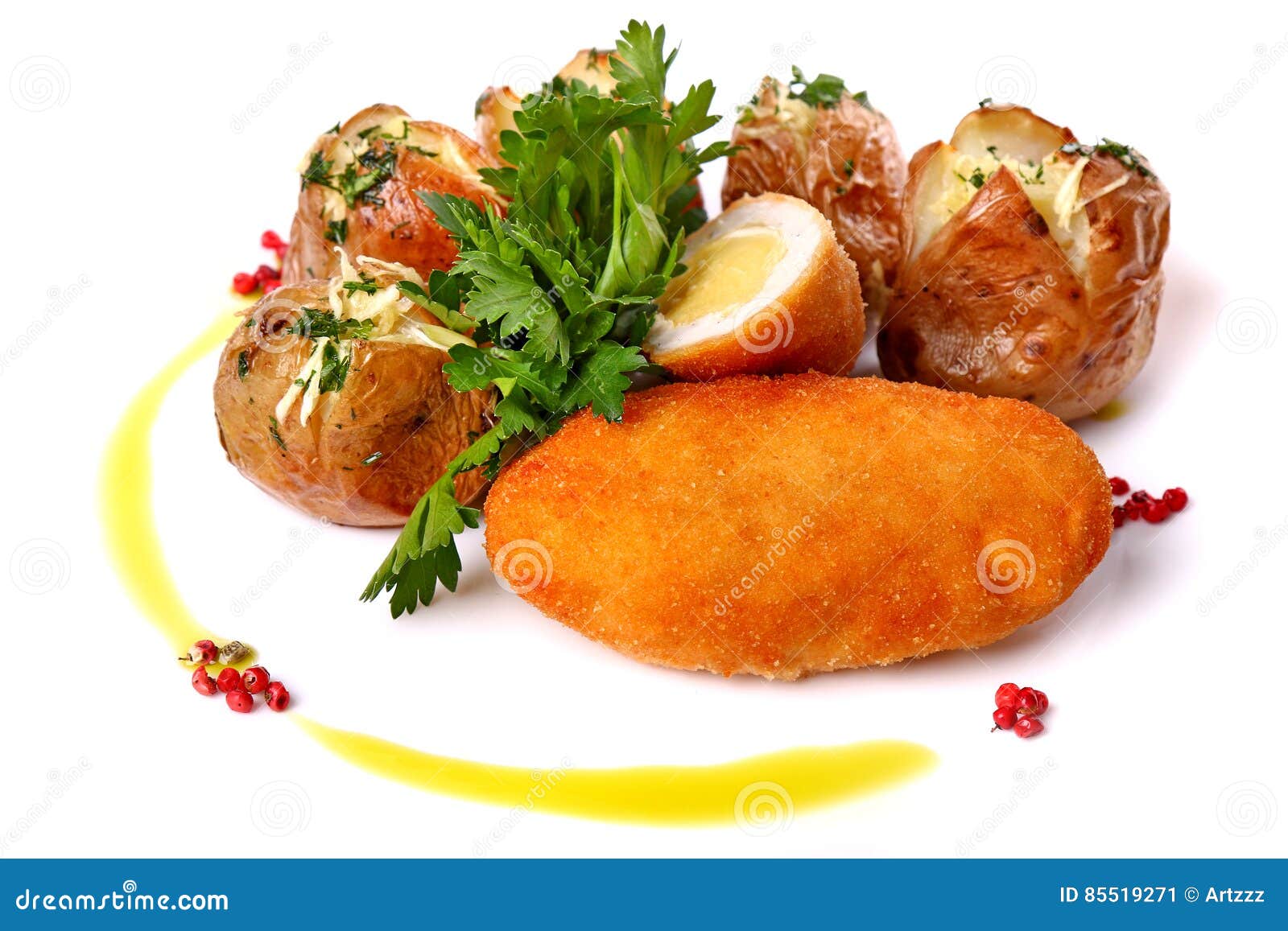 Chicken Kiev with Potatoes and Parsley Stock Image Image of fresh