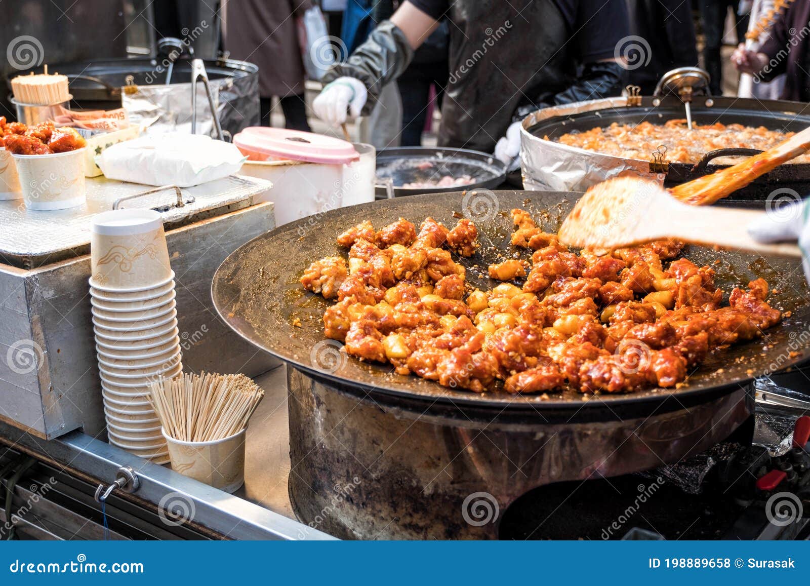 Chicken Korean Food Style at Myeong-dong Street Food, Seoul, South