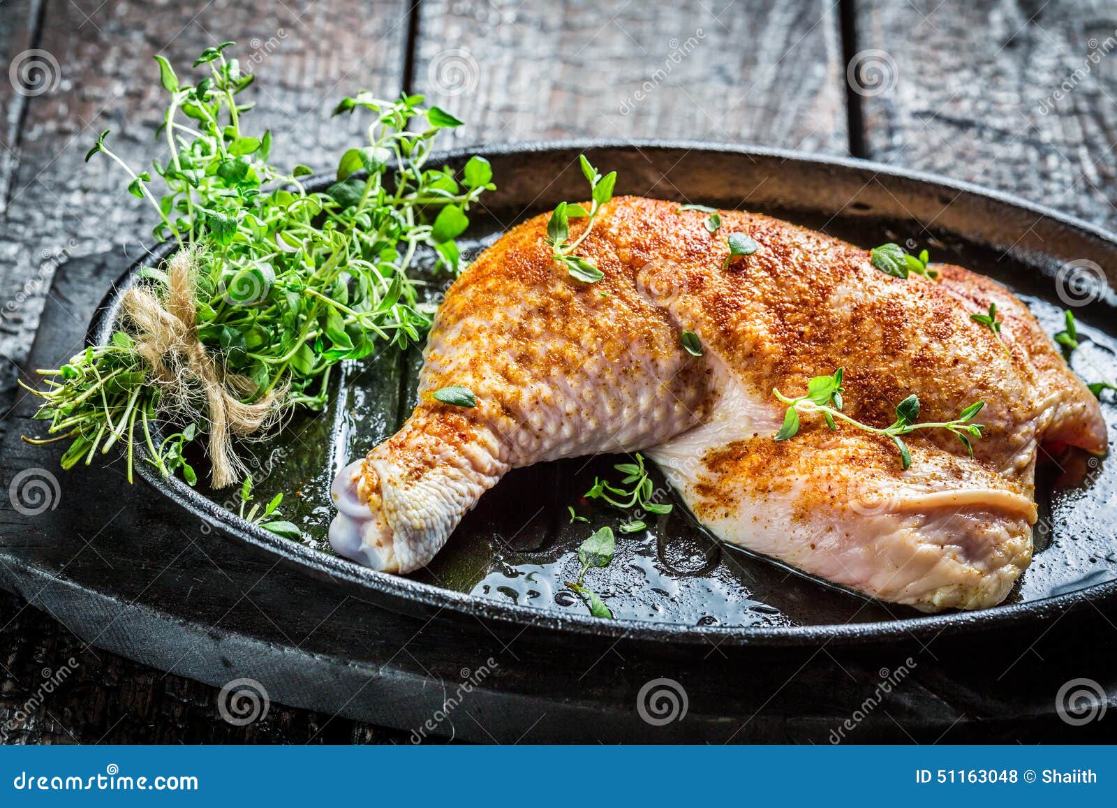 Chicken Leg with Herbs and Spices Ready To Grill Stock Photo Image of