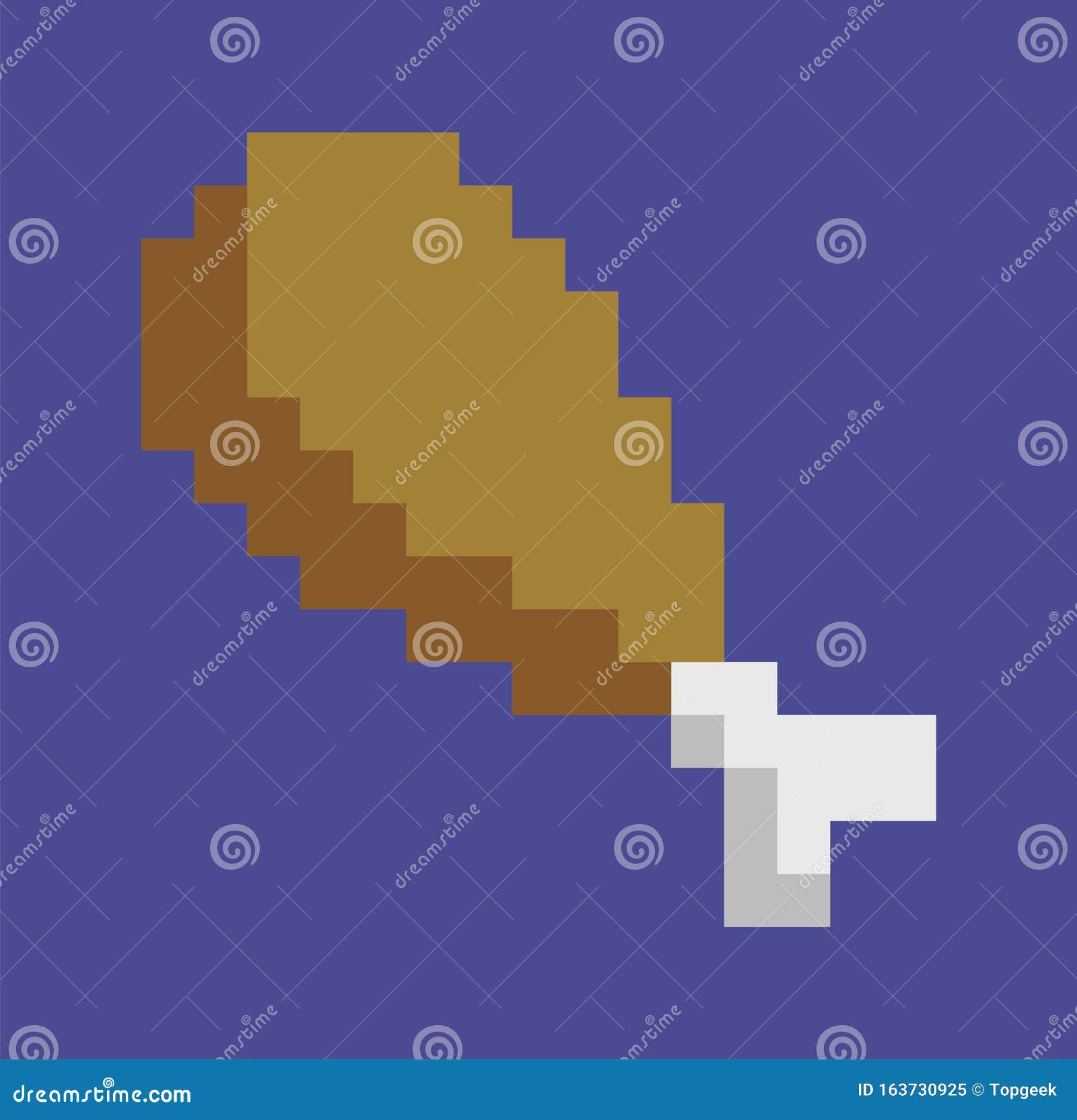 Chicken Leg Fried Drumstick Isolated Pixel Art Stock Vector