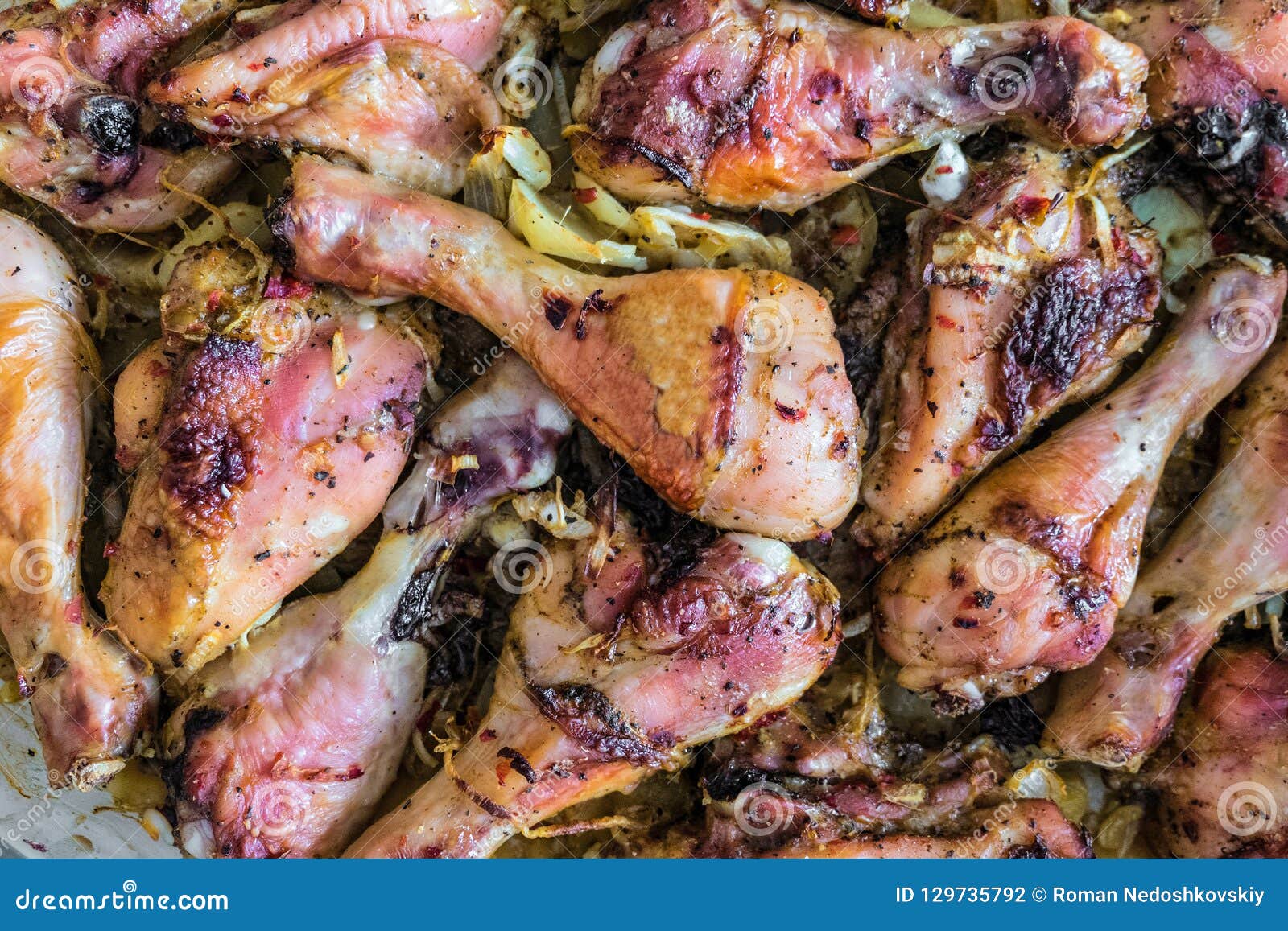 Chicken Legs Baked with Onions Stock Photo Image of onions, chicken