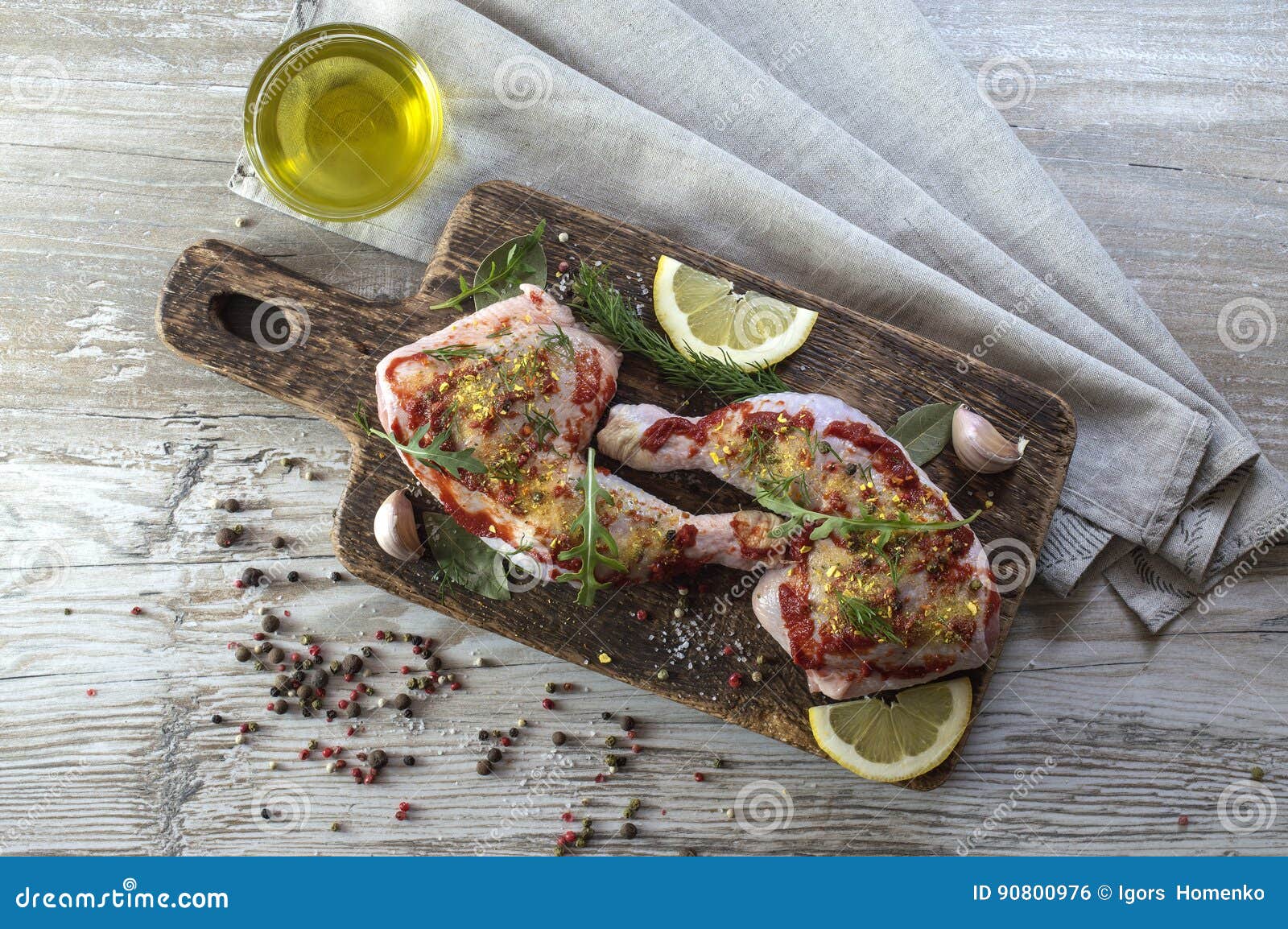 Chicken legs in marinade. stock photo. Image of marinade 90800976