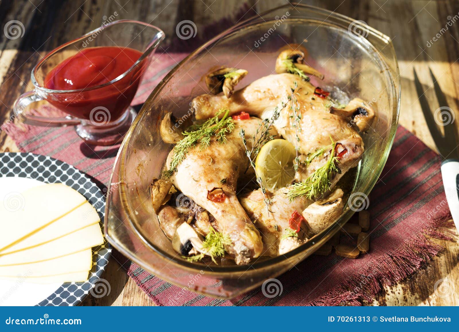 Chicken Legs with Mushrooms Stock Image - Image of chicken, mushrooms