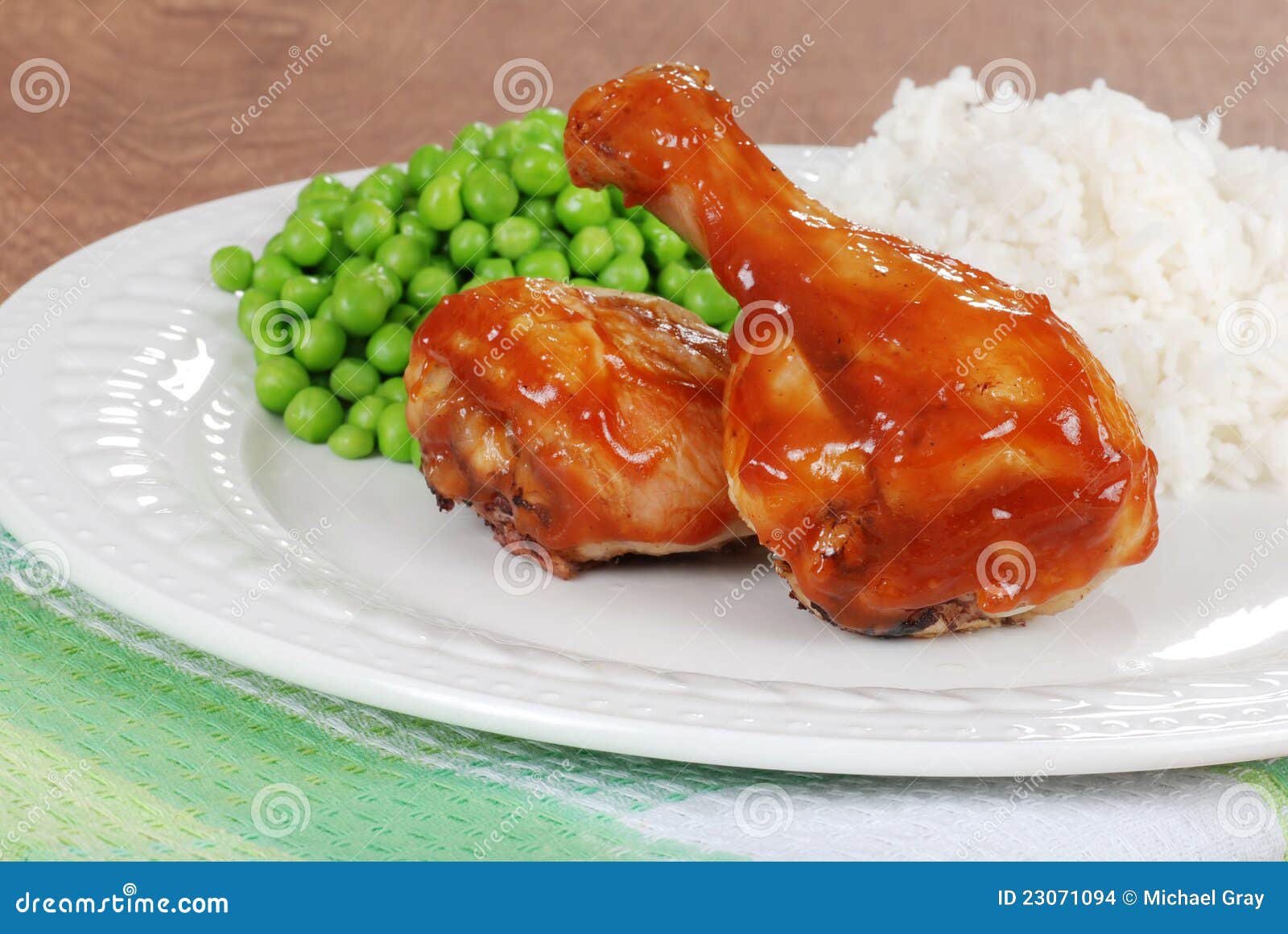 Chicken Legs with Peas and Rice Stock Photo Image of lunch, herbs