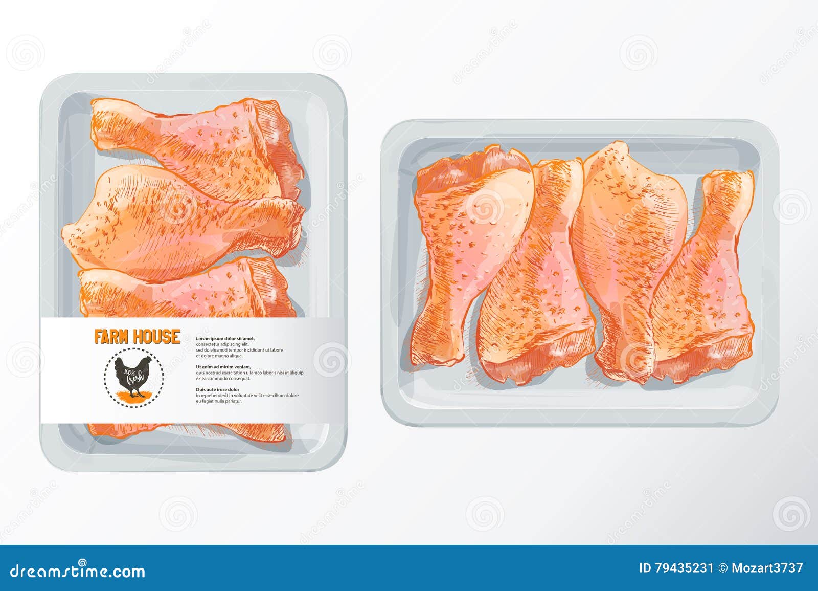 Download Chicken Legs Polystyrene Packaging Vector Stock Vector - Illustration of naturalism, blank: 79435231