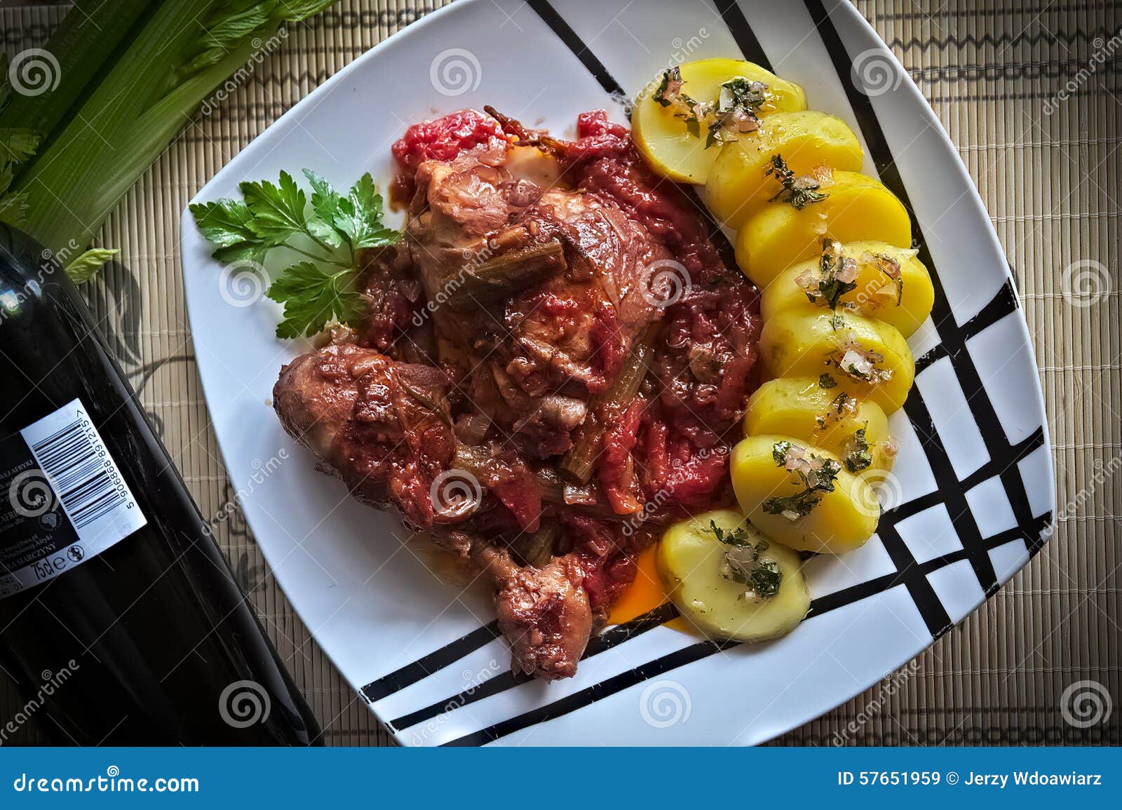 Chicken Legs with Potatoes and Red Wine Stock Image Image of legs