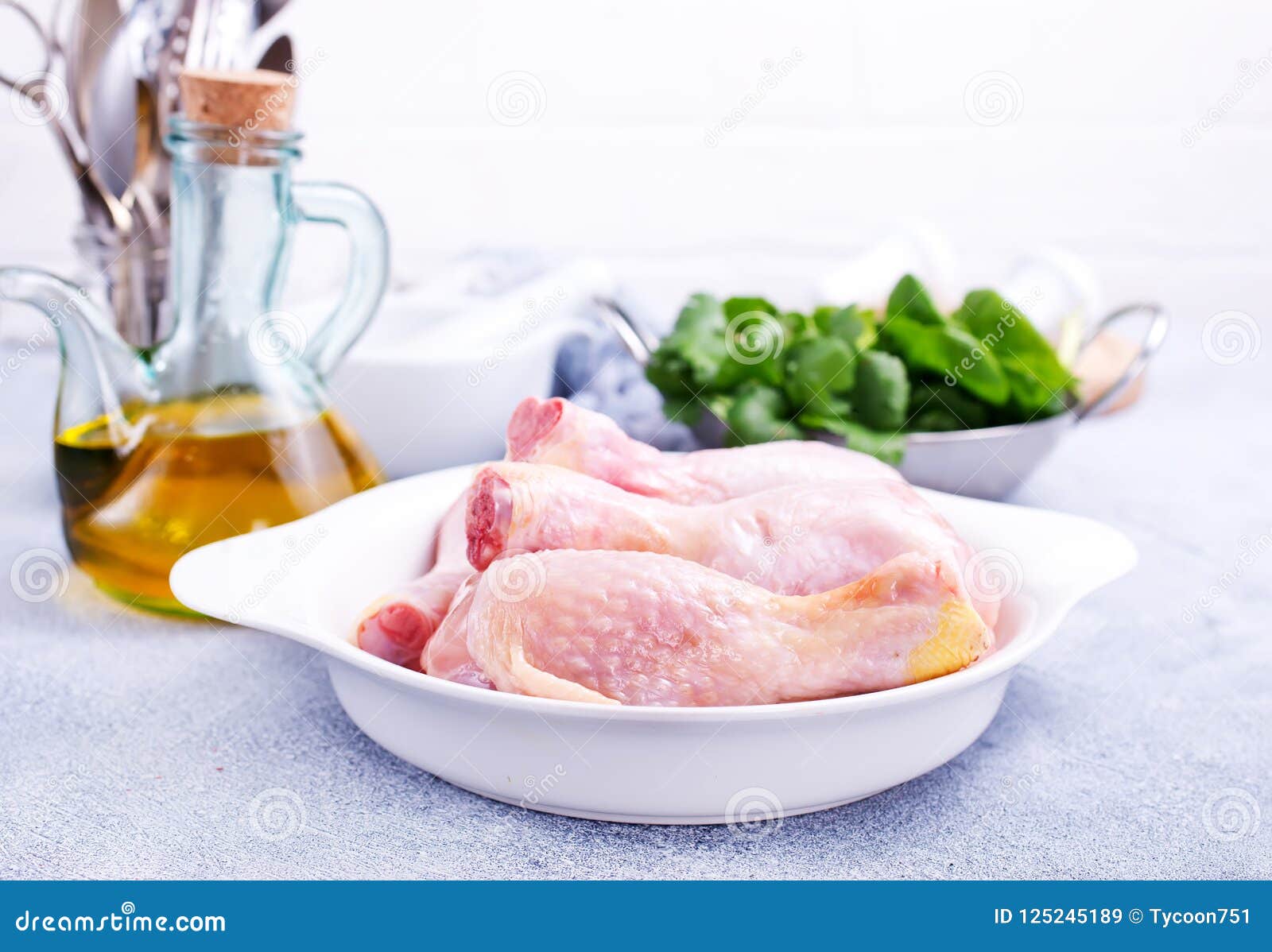 Chicken legs with spinach stock image. Image of drumstick 125245189