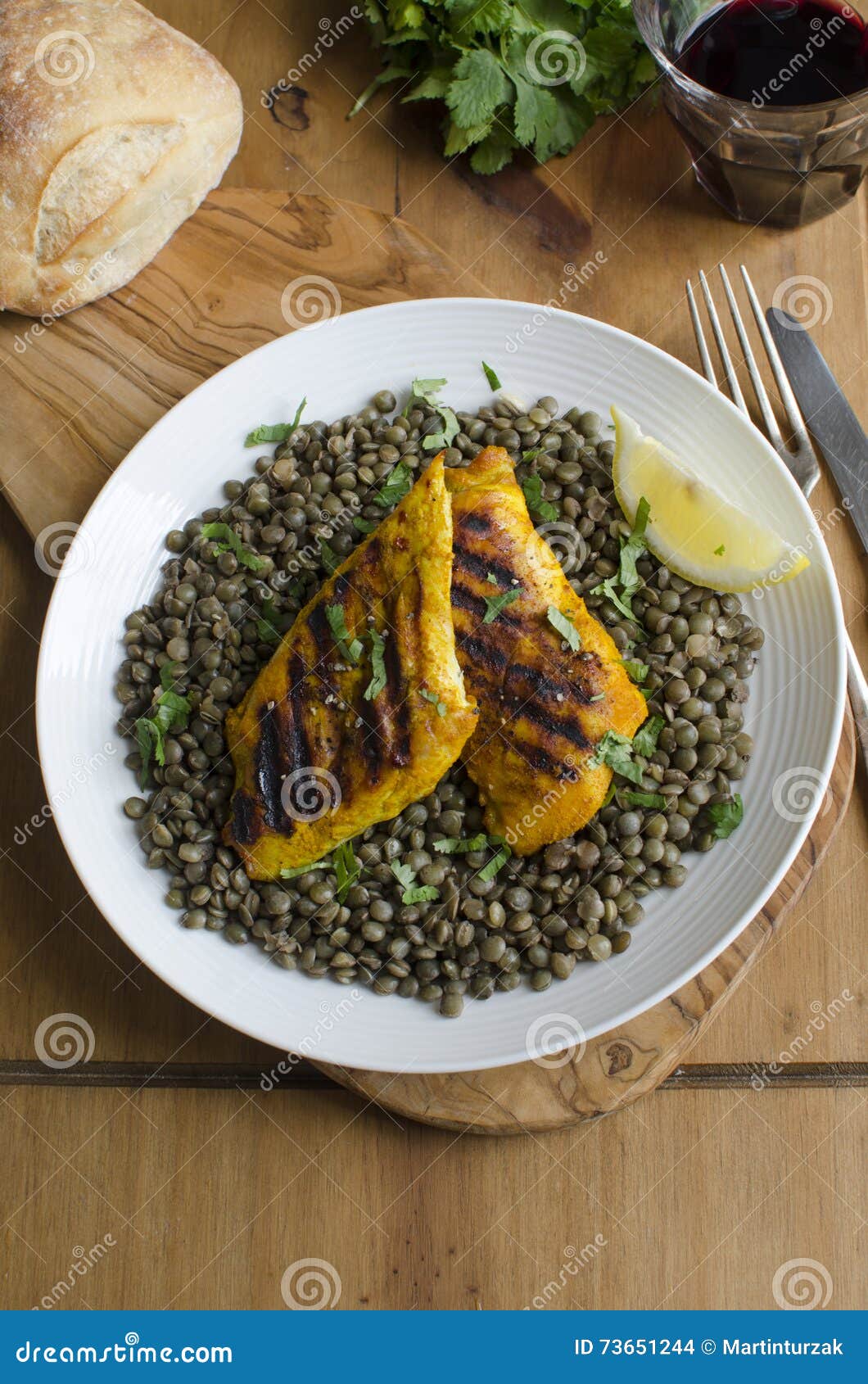Chicken with lentils stock photo. Image of barbecue, rustic 73651244