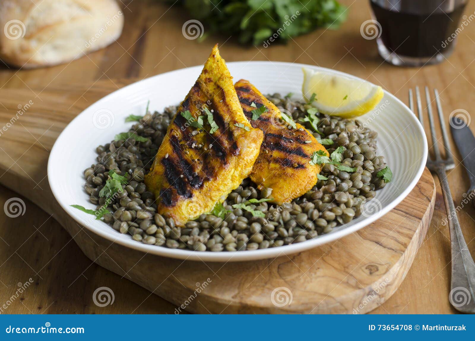 Chicken with lentils stock photo. Image of grilled, barbecue 73654708