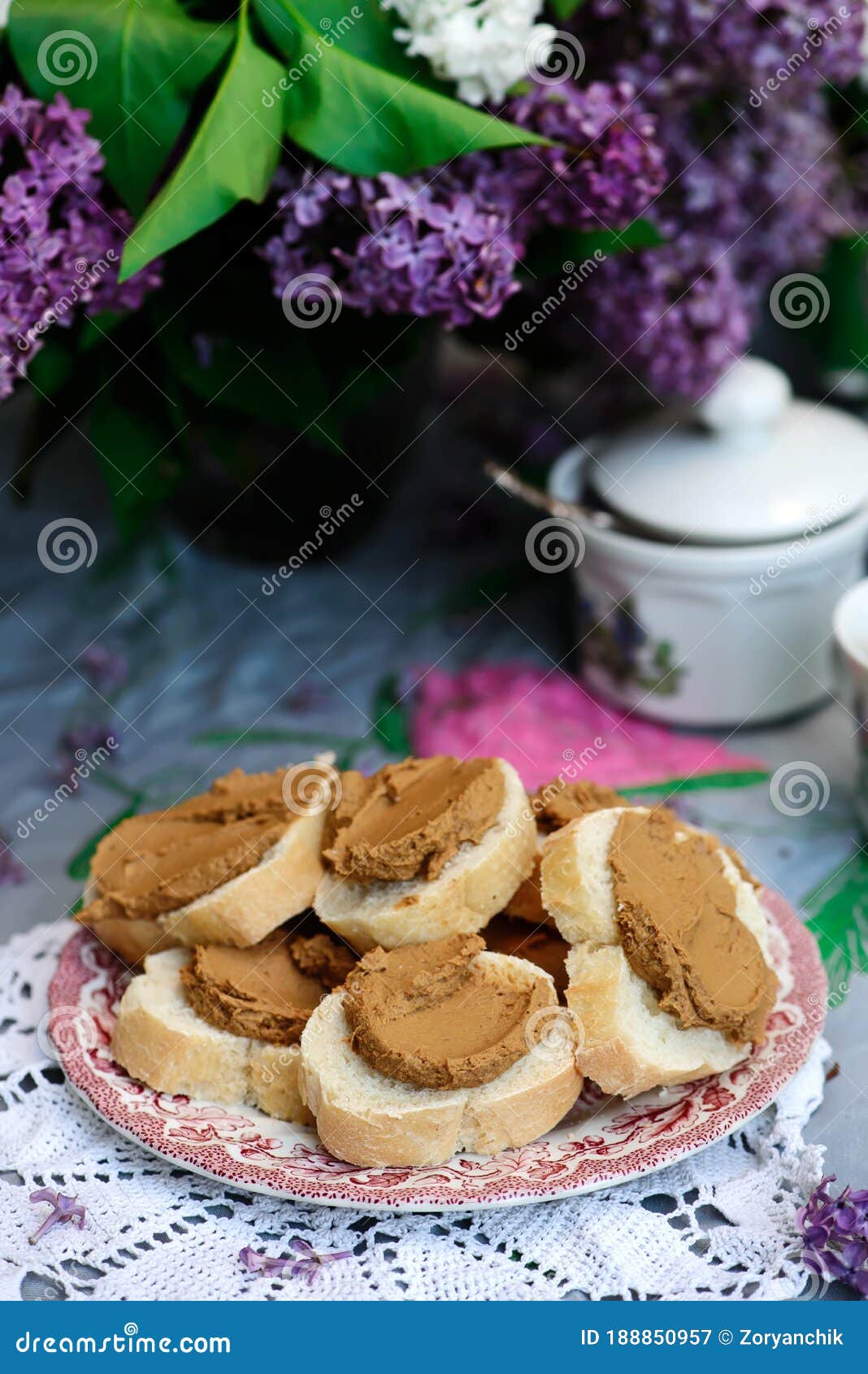 Chicken Liver Pate Canape.style Rustic Stock Image Image of table