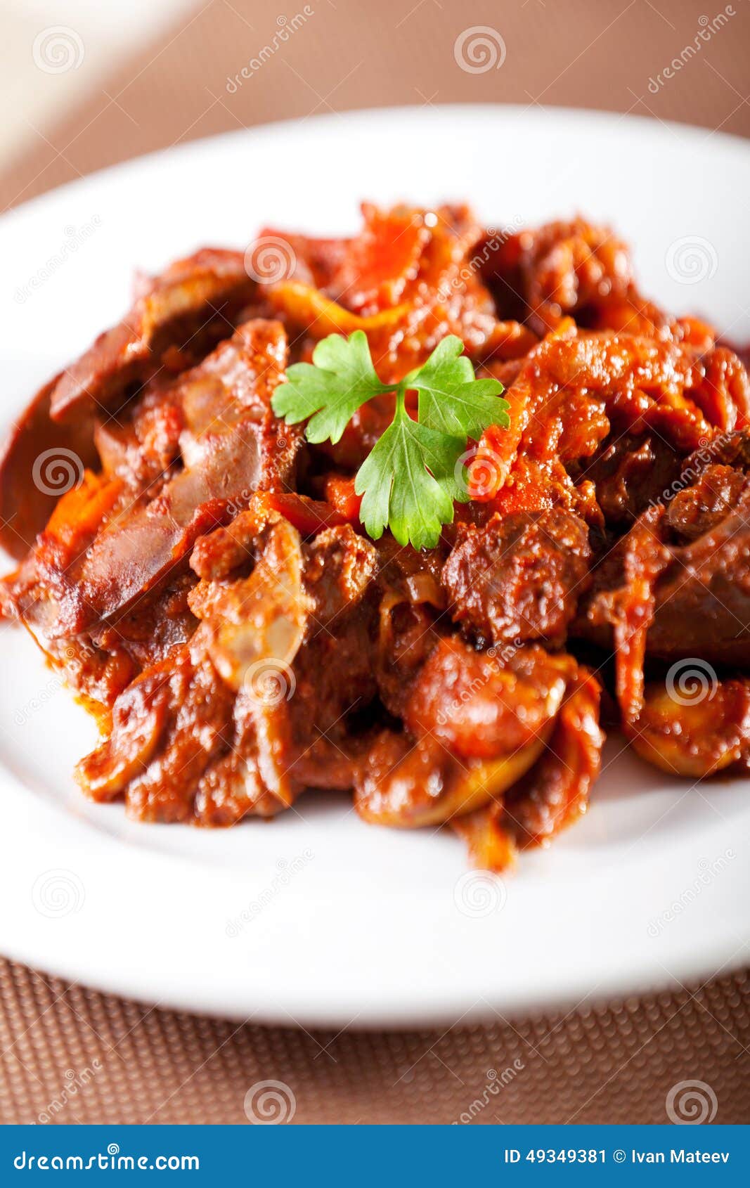 Chicken Livers with Tomato Sauce Stock Image Image of vibrant, meat