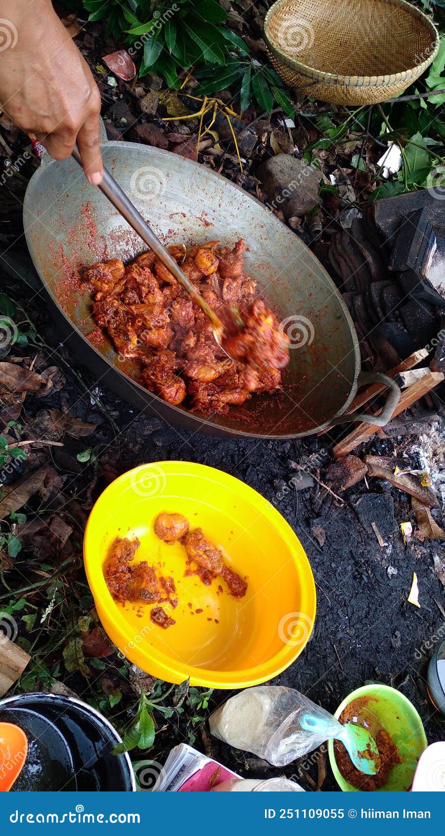 Chicken Meat Being Cooked in the Open Stock Image Image of meat