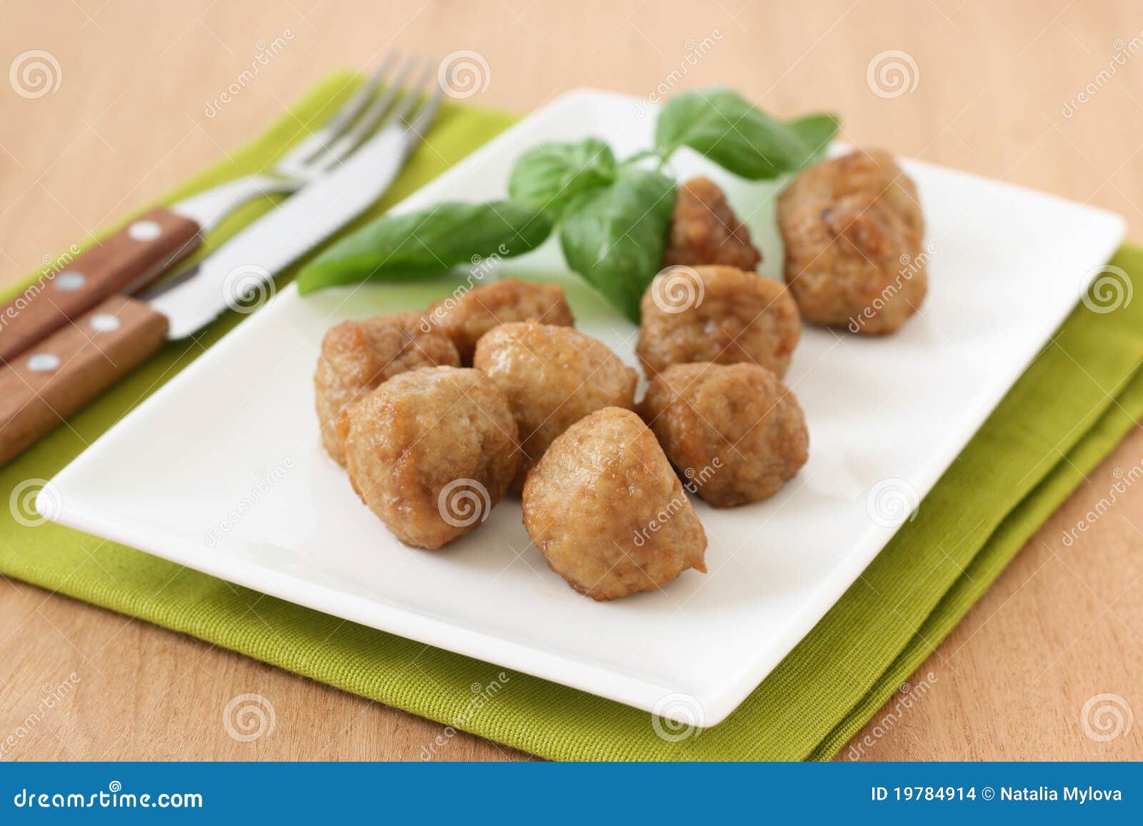 Chicken Meatballs with Basil Stock Photo Image of plate, fried 19784914