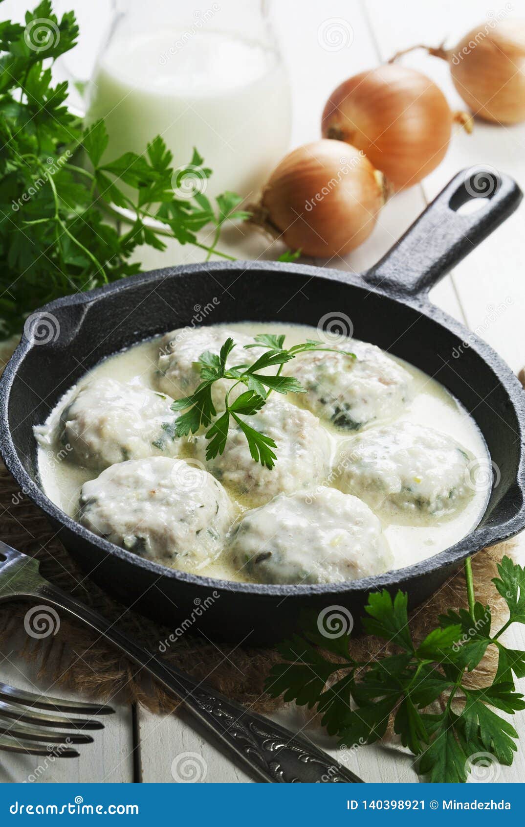 Chicken Meatballs in Milk Sauce Stock Image Image of spices, organic