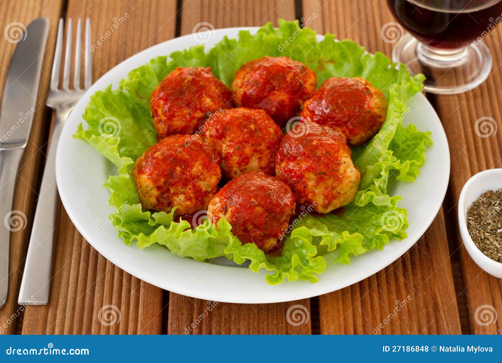 Chicken Meatballs with Tomato Sauce Stock Photo Image of meatball