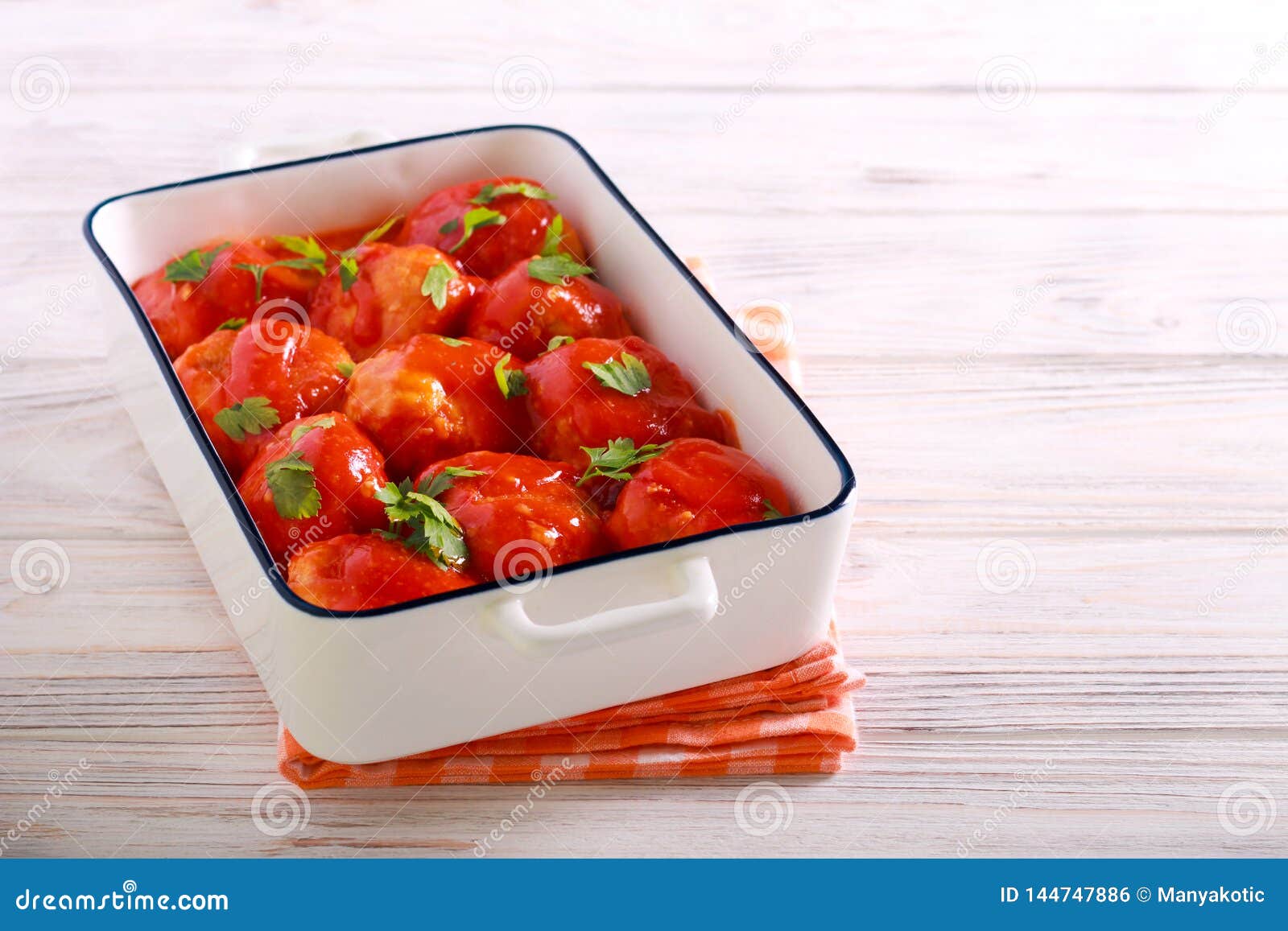 Chicken Meatballs in Tomato Sauce Stock Photo Image of appetizer