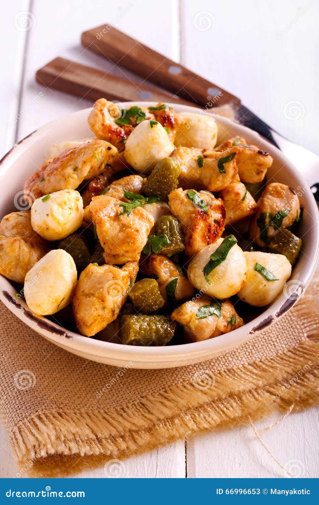 Chicken, Mozzarella and Cornichons Salad Stock Image Image of breast