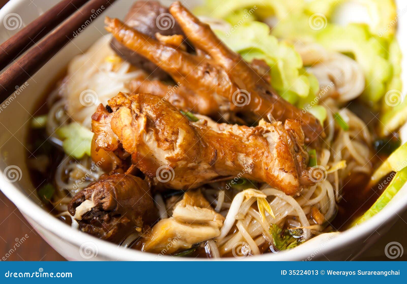 Chicken Noodle with Bitter Gourd Stock Image Image of chinese, food