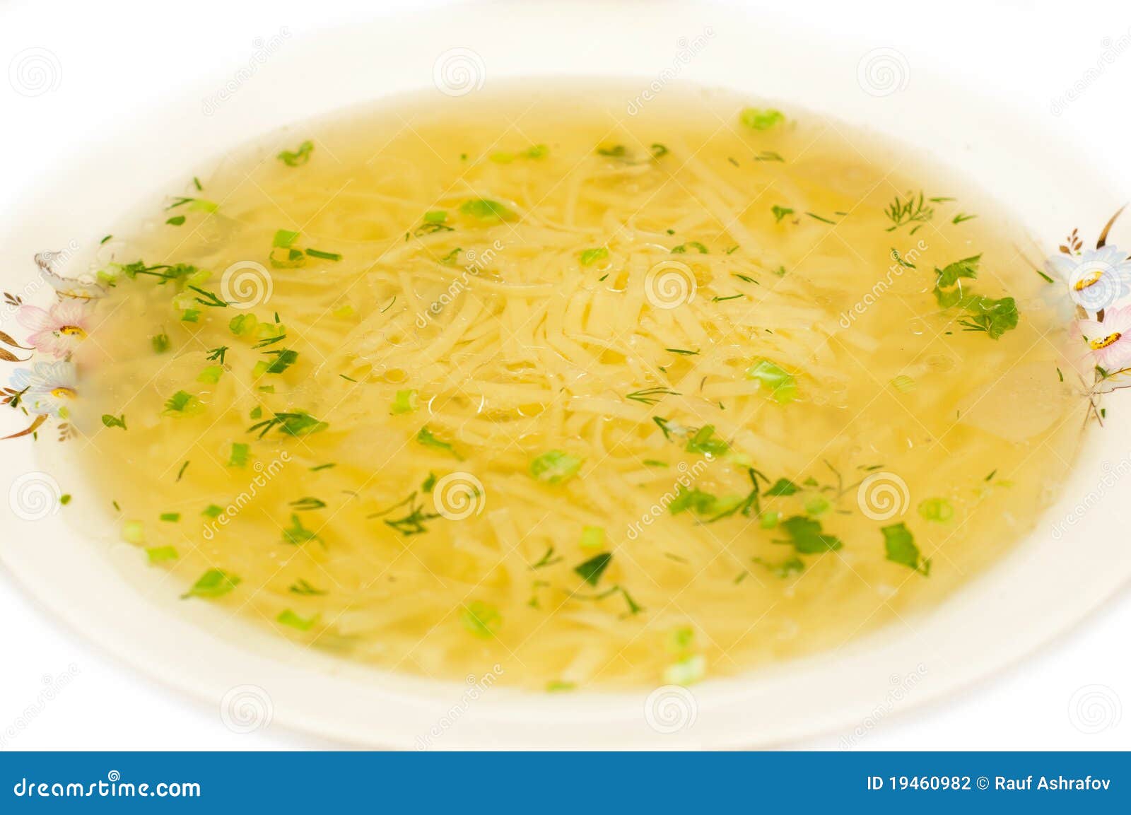 Chicken Noodle Soup Broth Closeup Stock Photo Image of parsley