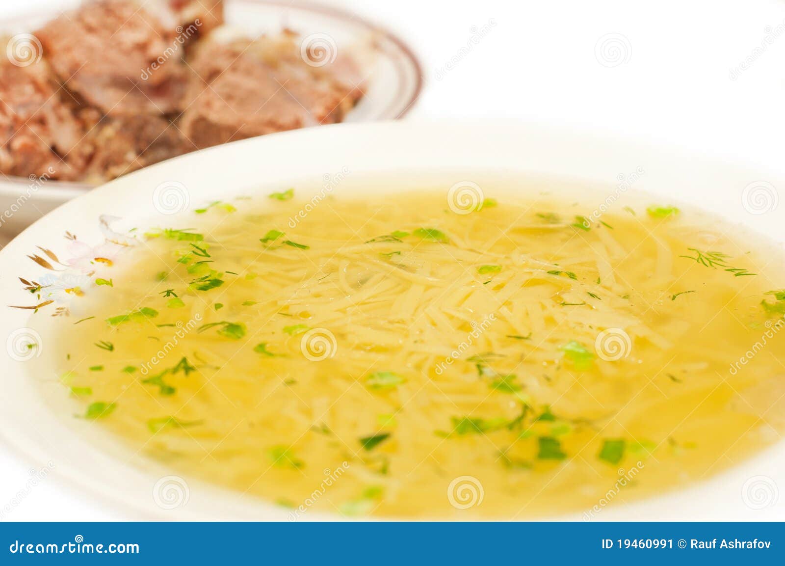Chicken Noodle Soup Broth Closeup Stock Image Image of tasty