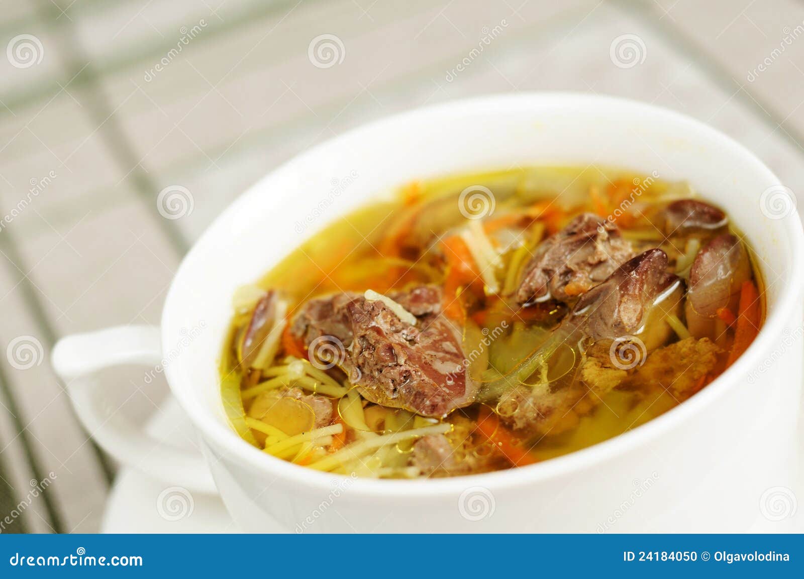 Chicken noodles with liver stock photo. Image of tureen 24184050