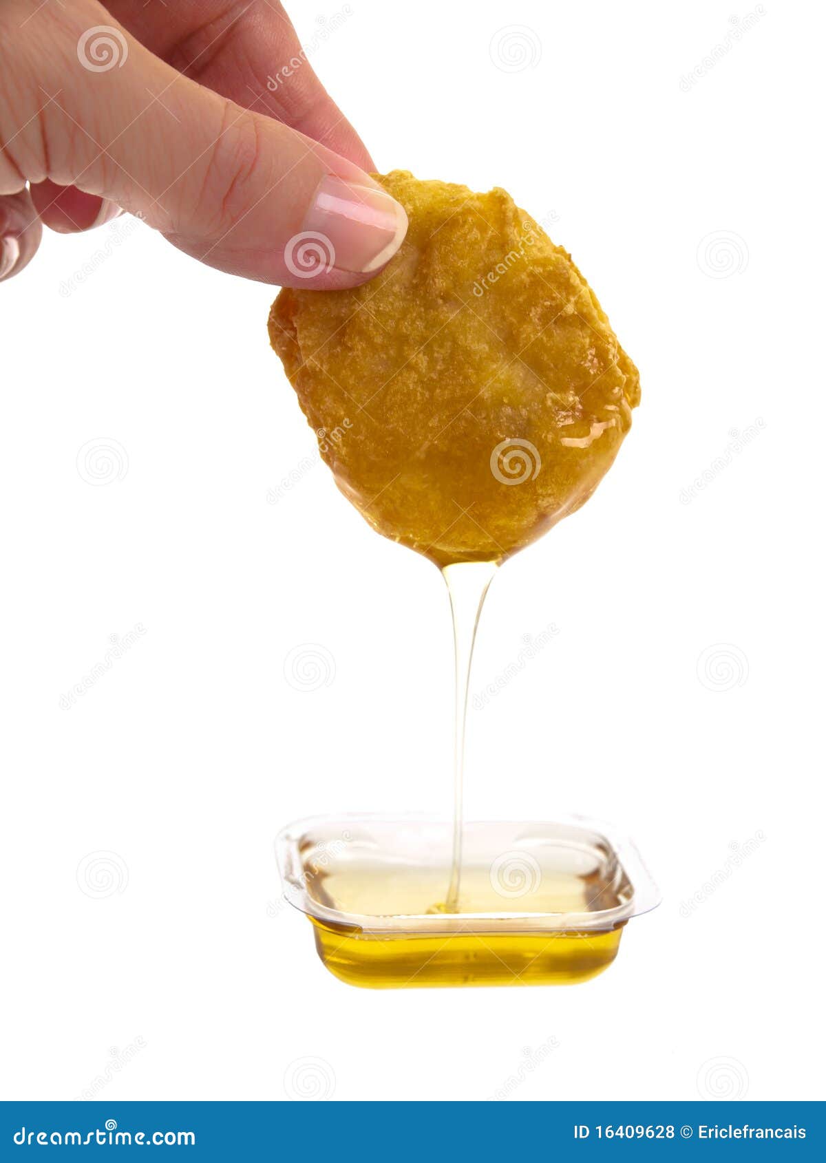 Chicken Nugget Dipped in Honey Stock Photo Image of closeup, food