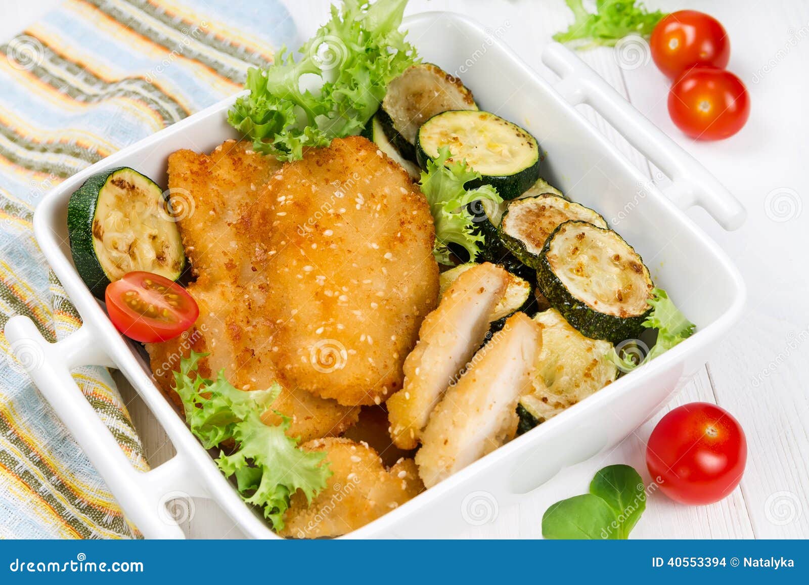 Chicken Nuggets and Fried Zucchini Stock Photo Image of dish, fried