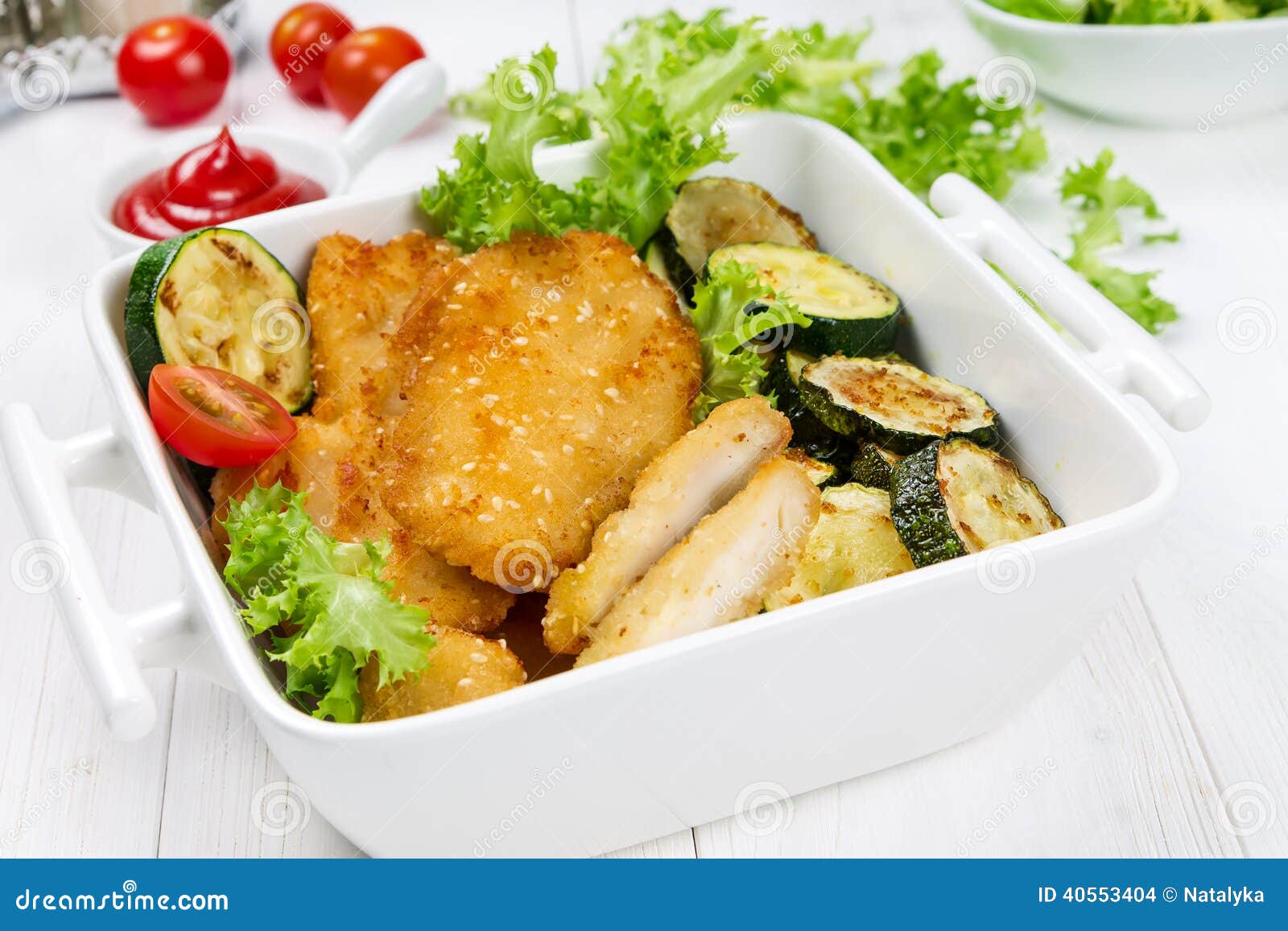 Chicken Nuggets and Fried Zucchini Stock Photo Image of fresh, meat