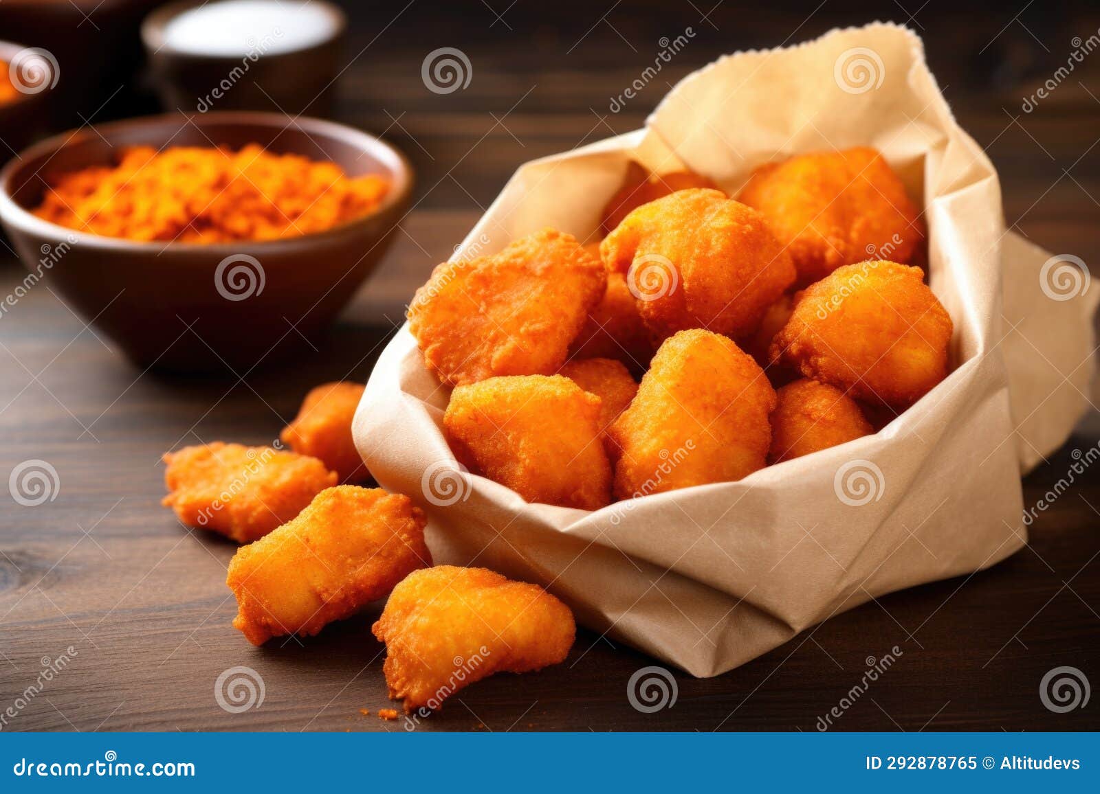 Chicken Nuggets in a Paper Bag Stock Image Image of delicious, fried