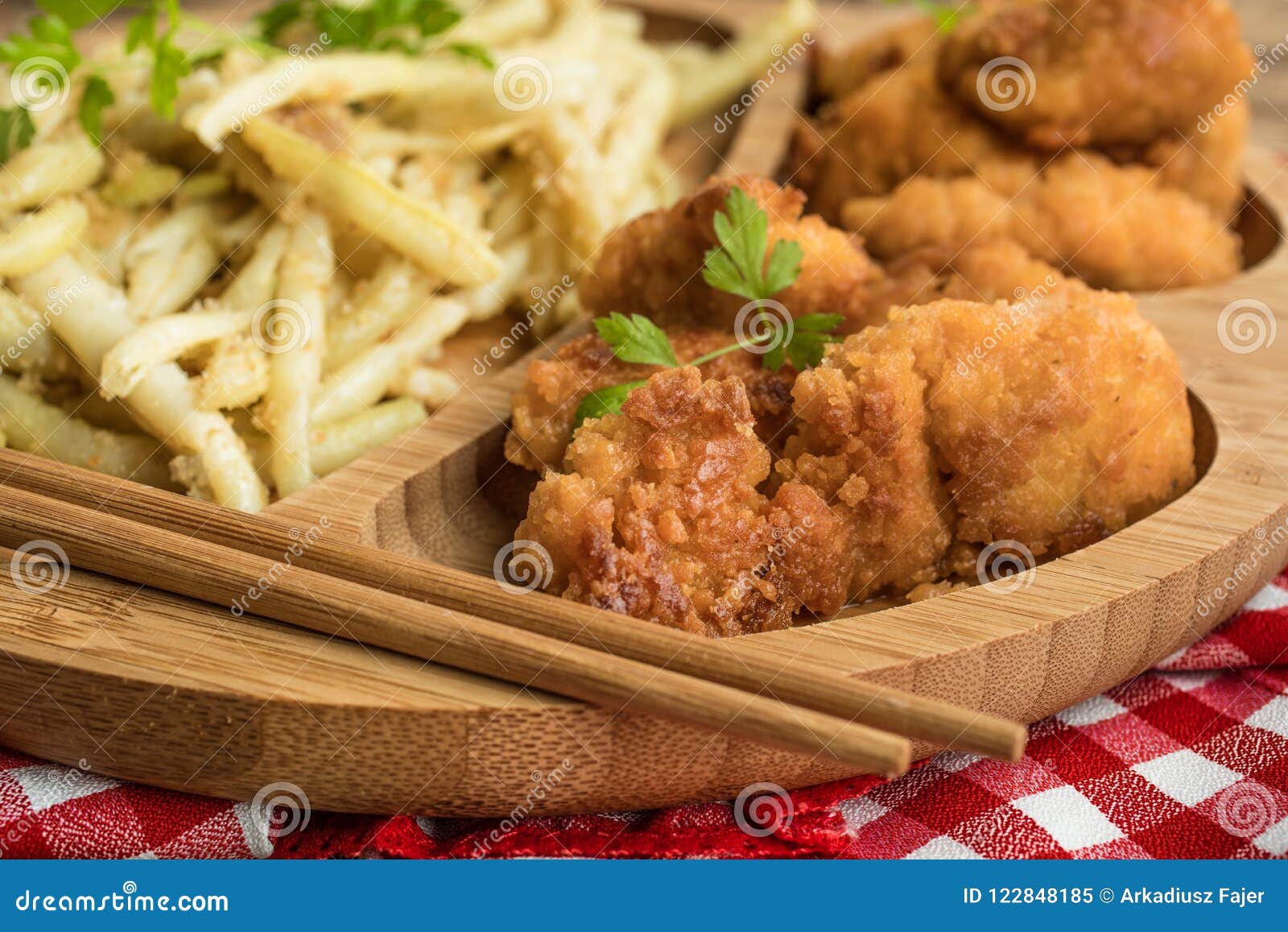 Chicken Nuggets with Yellow Beans. Stock Image Image of yellow, lunch