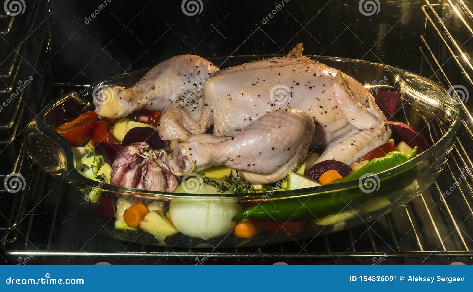 Chicken in Oven, Ready for Cooking Stock Image Image of ready