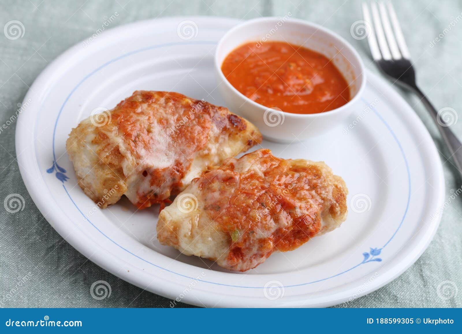 Chicken Parmigiana Served with Tomato Sauce Stock Image Image of