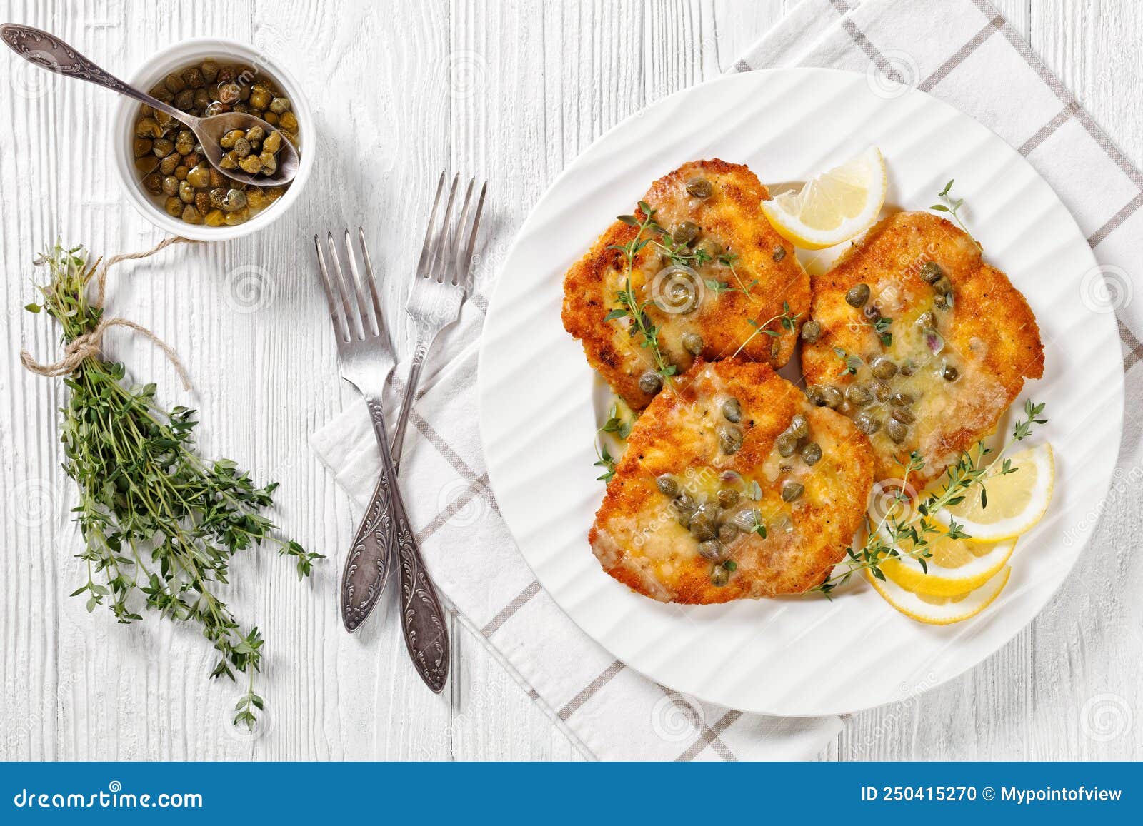 Chicken Piccata with Lemon Capers Butter Sauce Stock Photo - Image of
