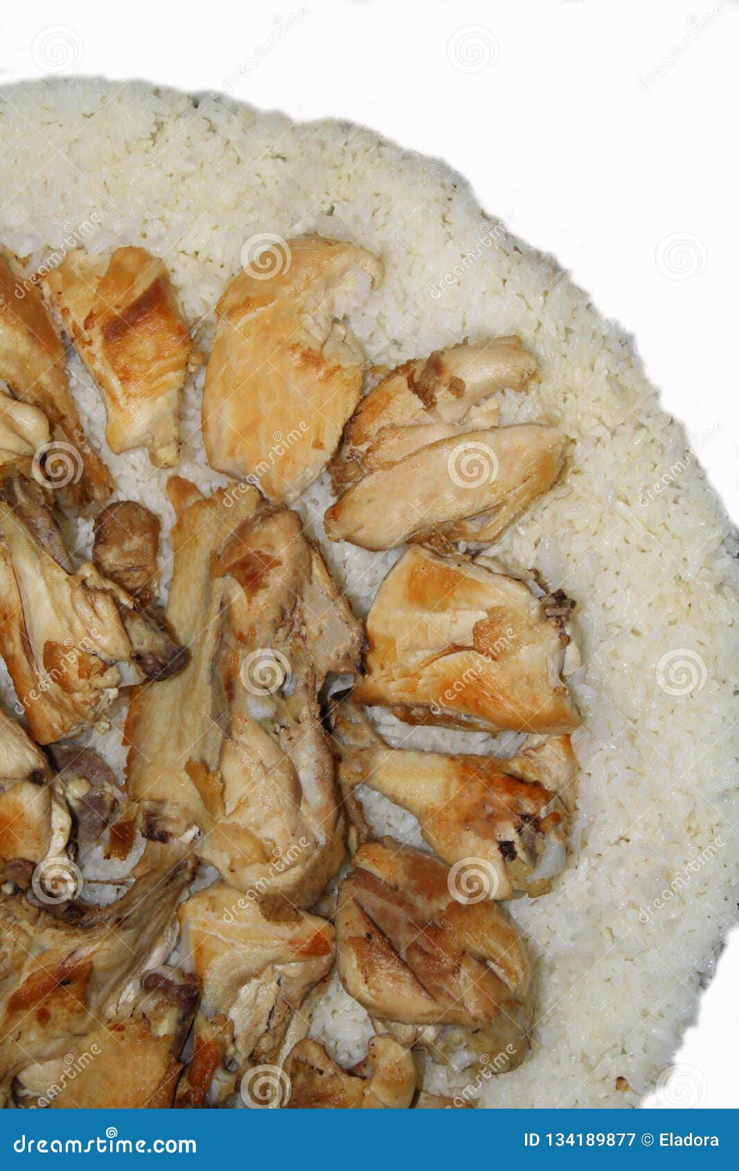 chicken pieces on pilav, turkish cuisine - image