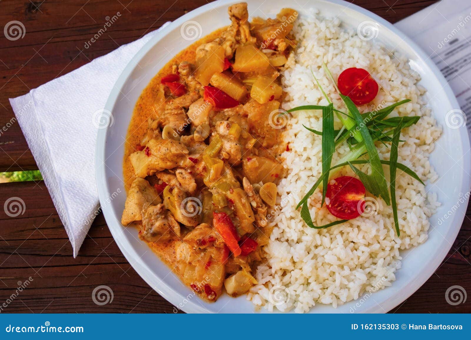 Chicken Pieces with Stewed Rice Stock Image - Image of table, dinner
