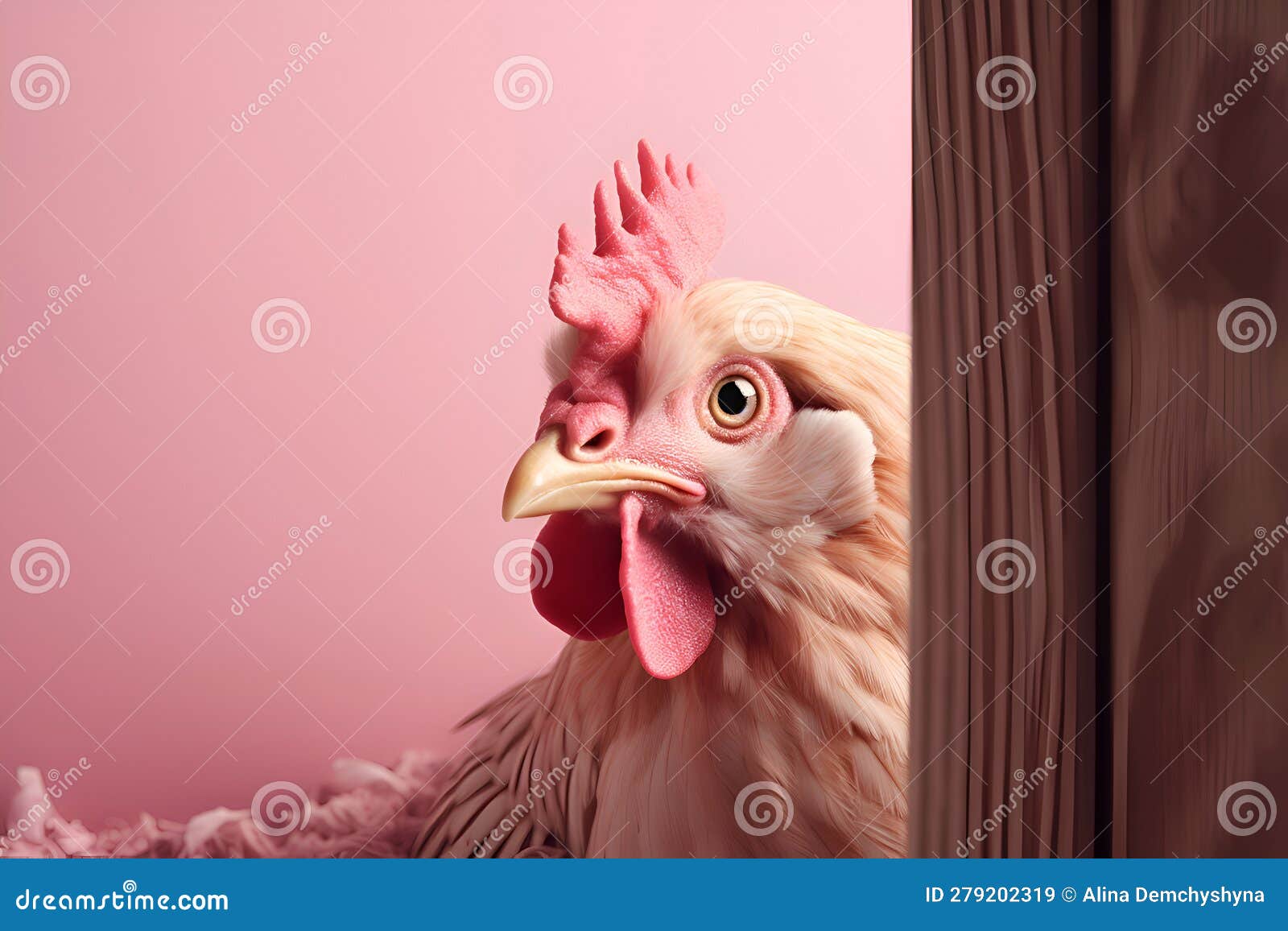 A Chicken on a Pink Background, Generative AI 2 Stock Illustration