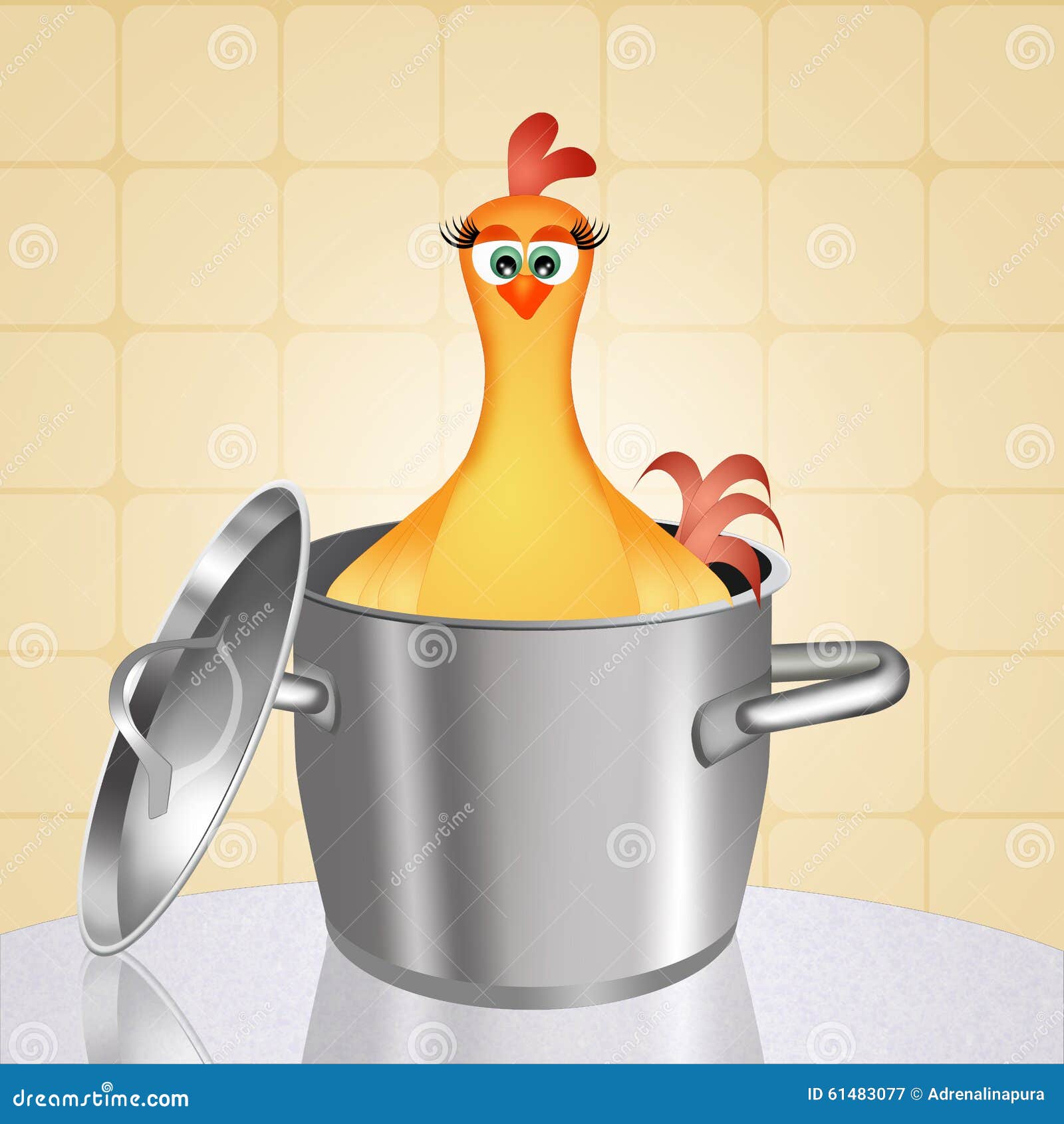 Chicken in the pot stock illustration. Illustration of smile - 61483077