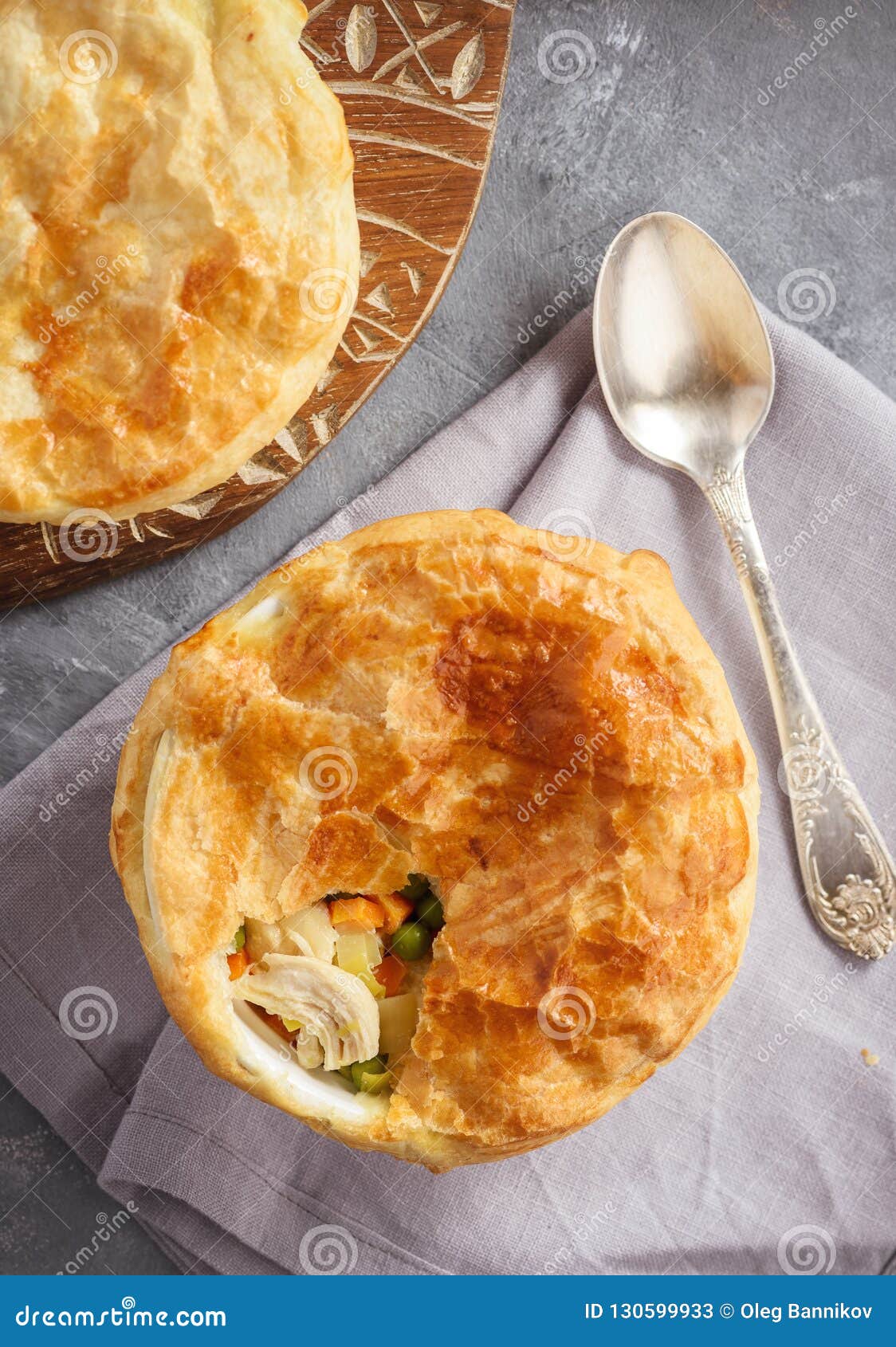 Chicken Pot Pie with Carrot, Grean Peas and Cheese. Stock Image Image