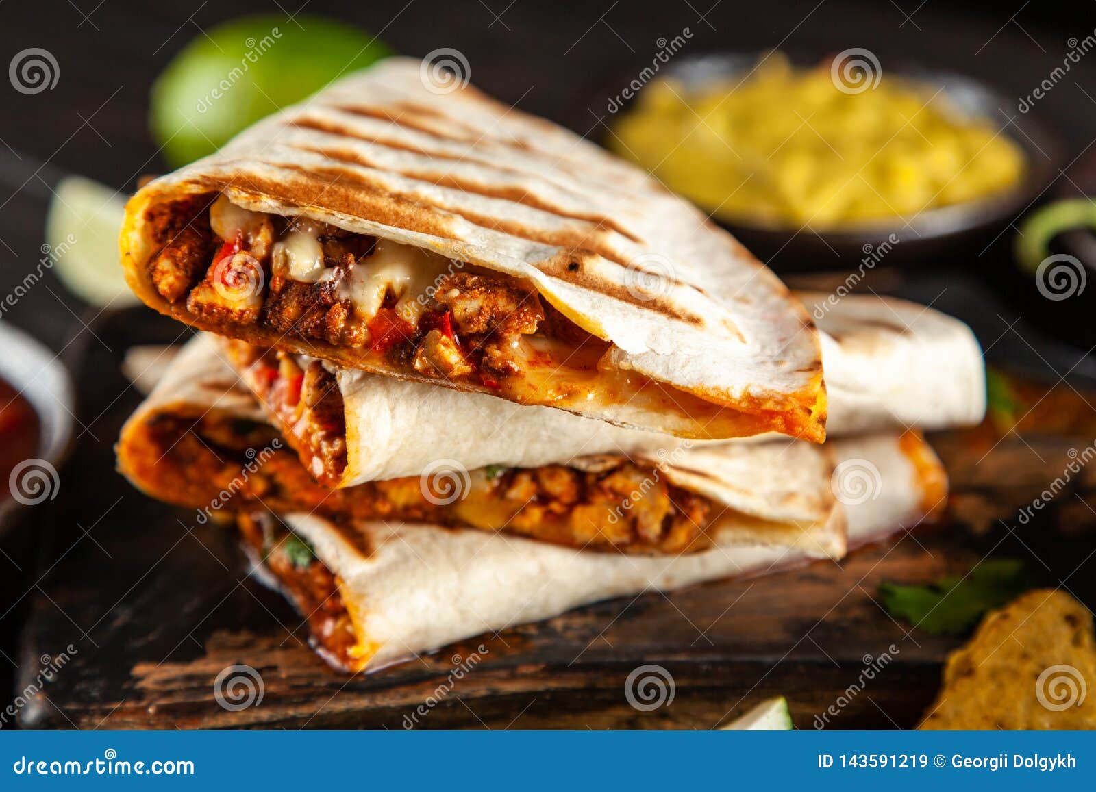 Chicken Quesadillas with Paprika and Cheese Stock Image - Image of ...
