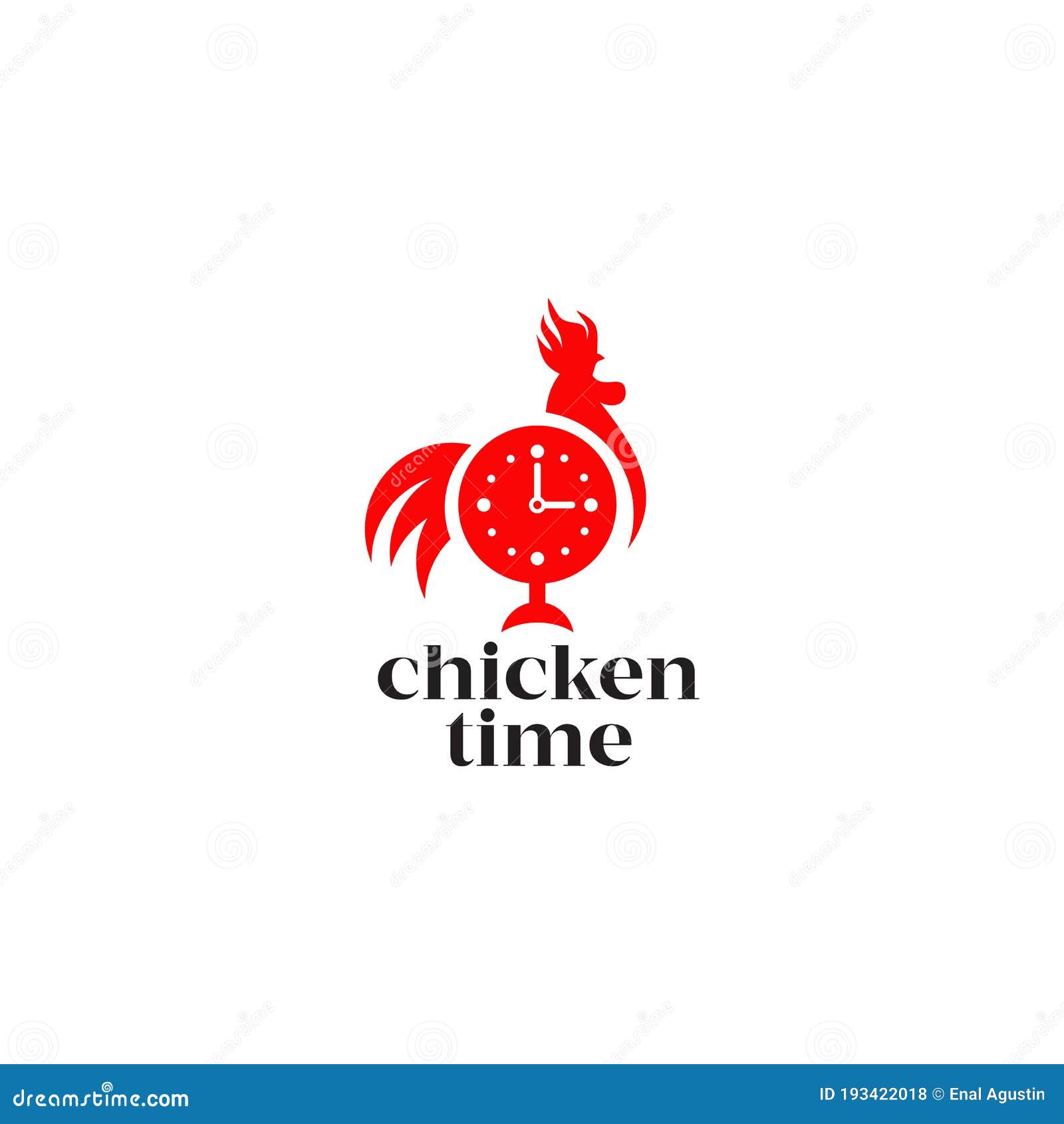 chicken restaurant with using clock and hen icon
